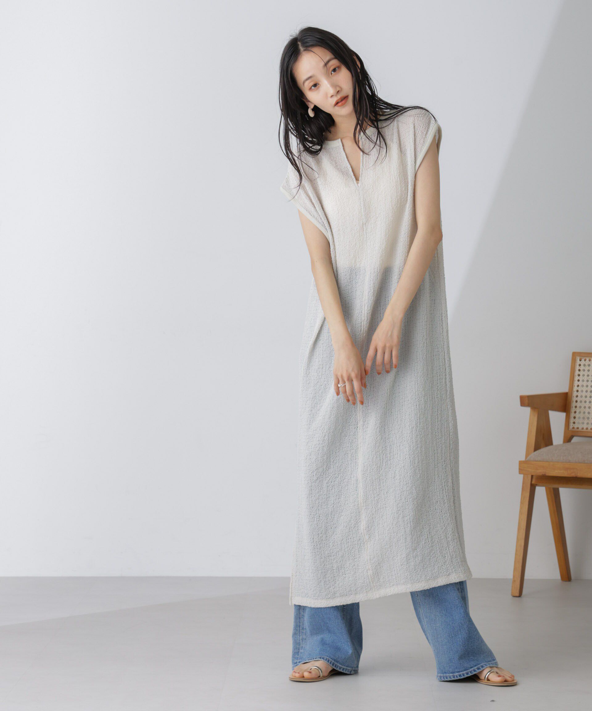 nano･universe「シアーサッカーワンピース」|ワンピース|アイボリー7