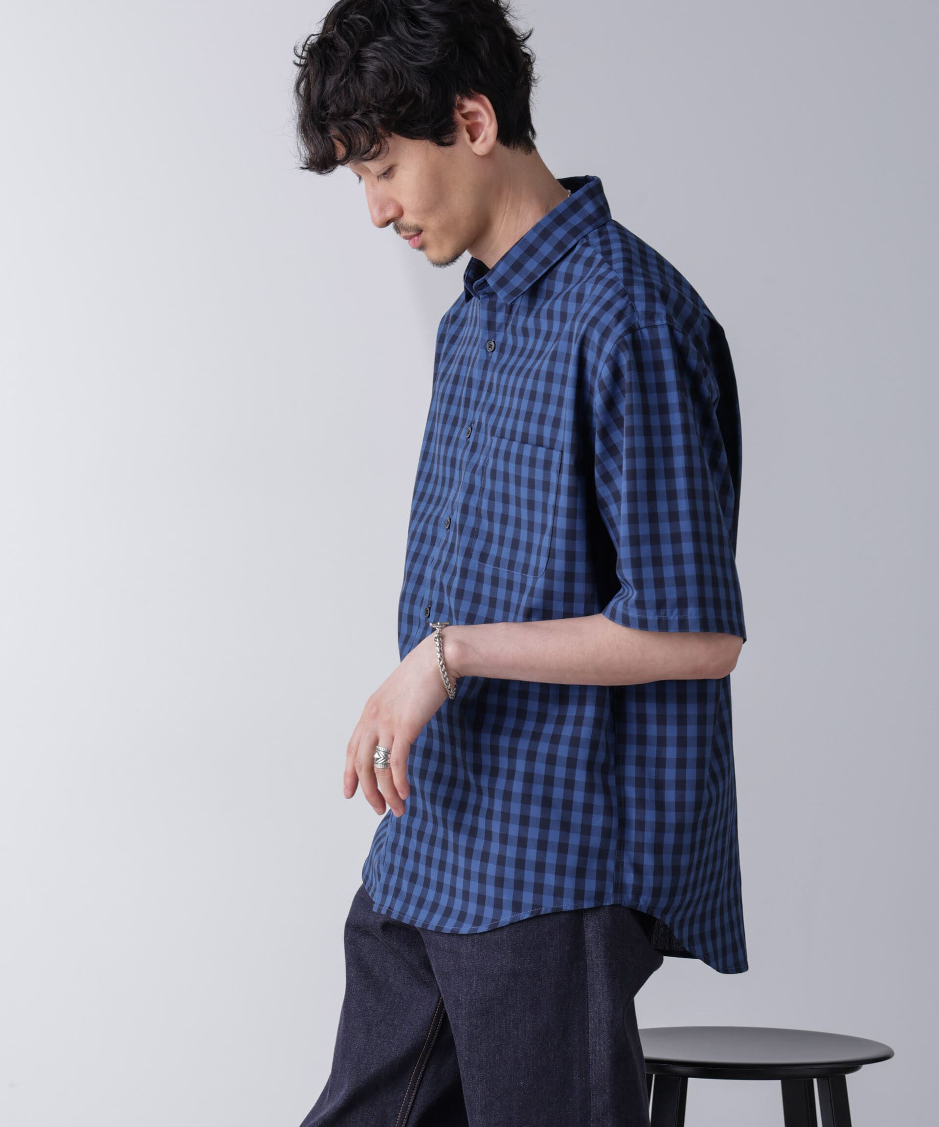 nano･universe「リラックスギンガムシャツ 半袖」|シャツ・ブラウス|