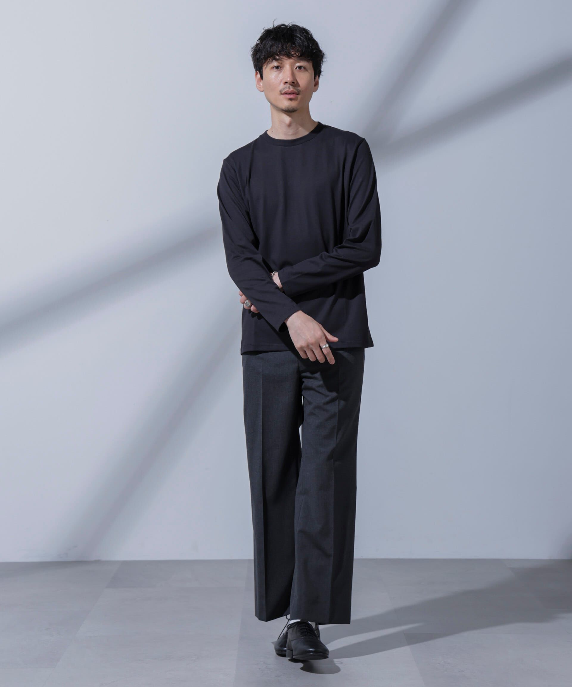 nano･universe「Anti Soaked(R)汗染み防止 クルーネックTシャツ 長袖」|Tシャツ・カットソー|ブラック