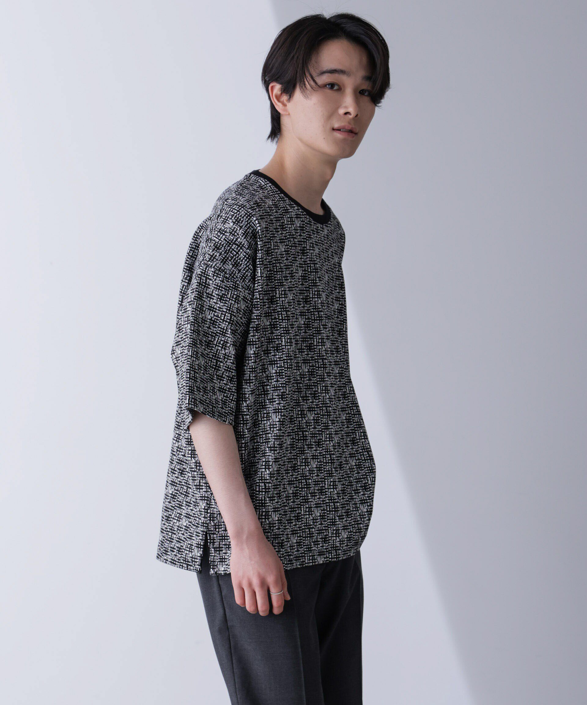 nano･universe「パターンジャガードTシャツ 半袖」|Tシャツ・カットソー|パターン1