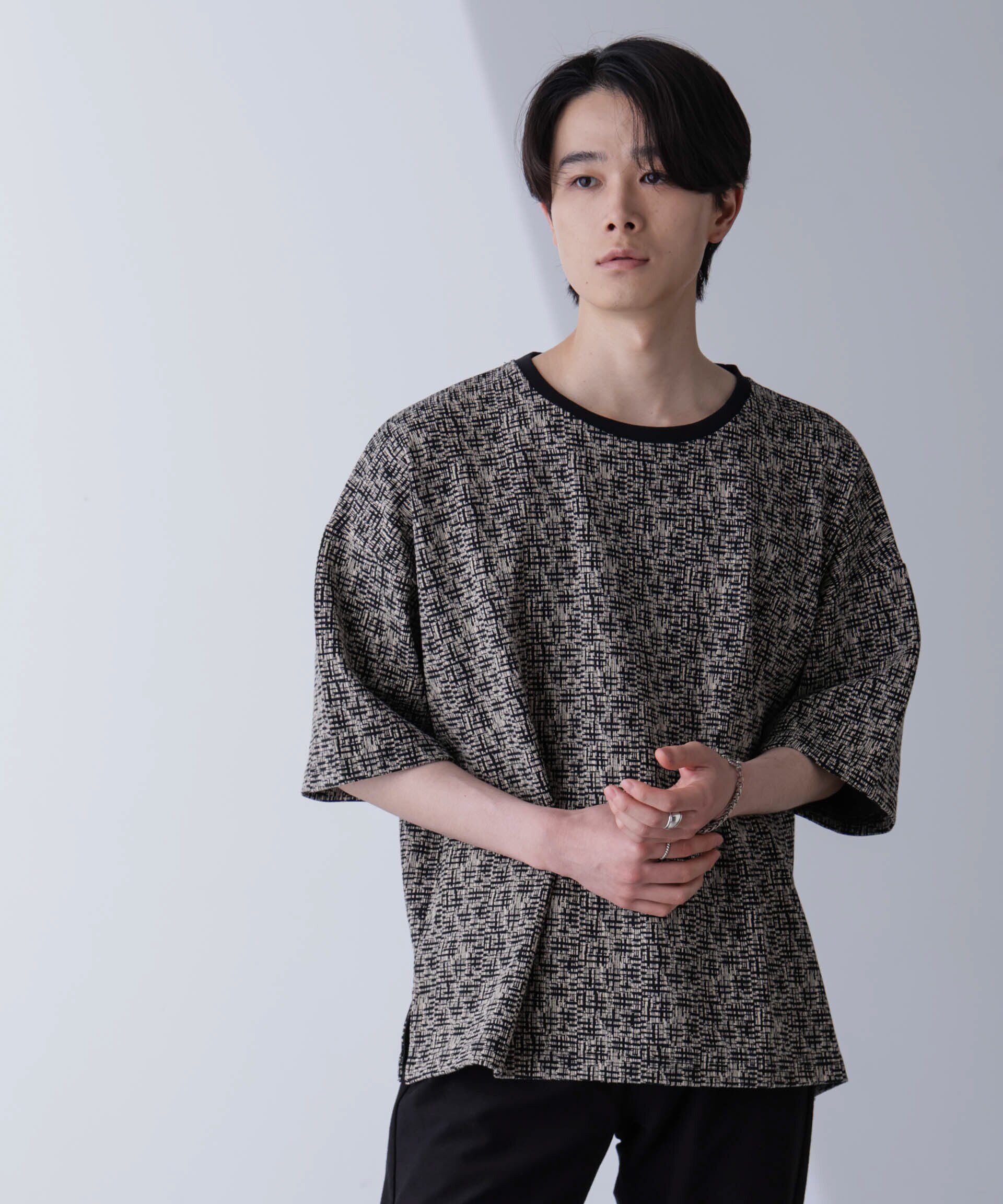 nano･universe「パターンジャガードTシャツ 半袖」|Tシャツ・カットソー|