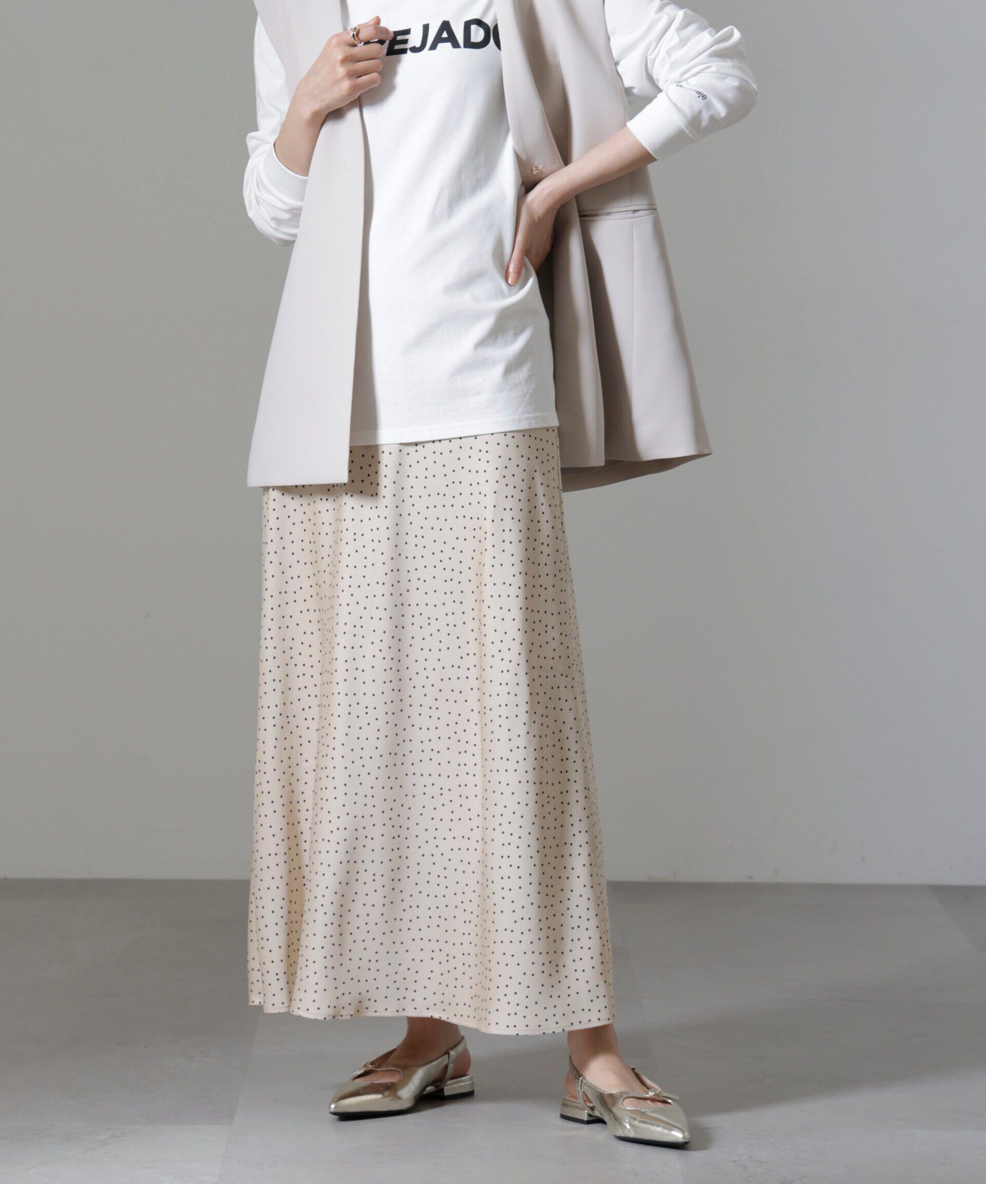 nano･universe「ドットプリントサテンバイアススカート」|スカート|