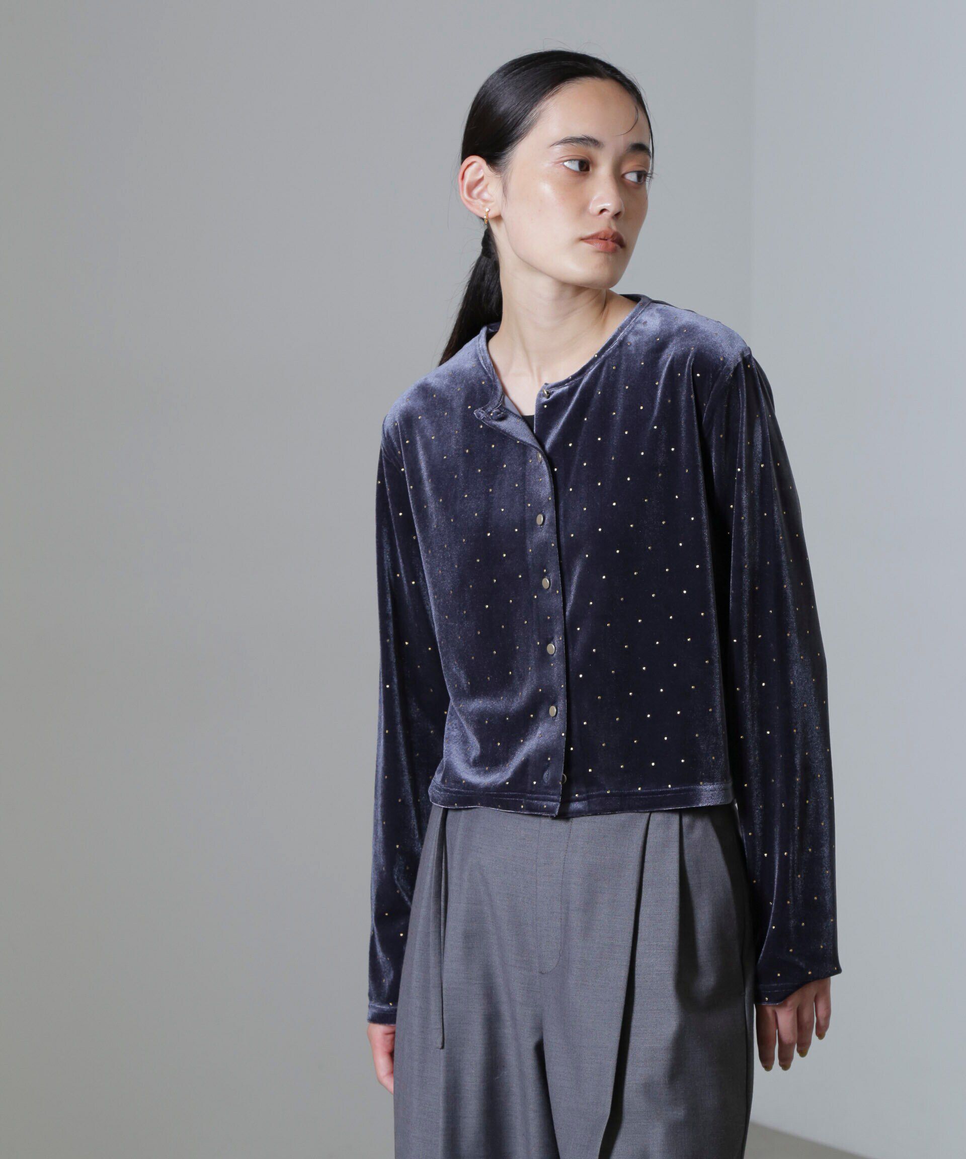 nano･universe「箔ドットベロアカーディガン」|Tシャツ・カットソー|ブルーグレー5