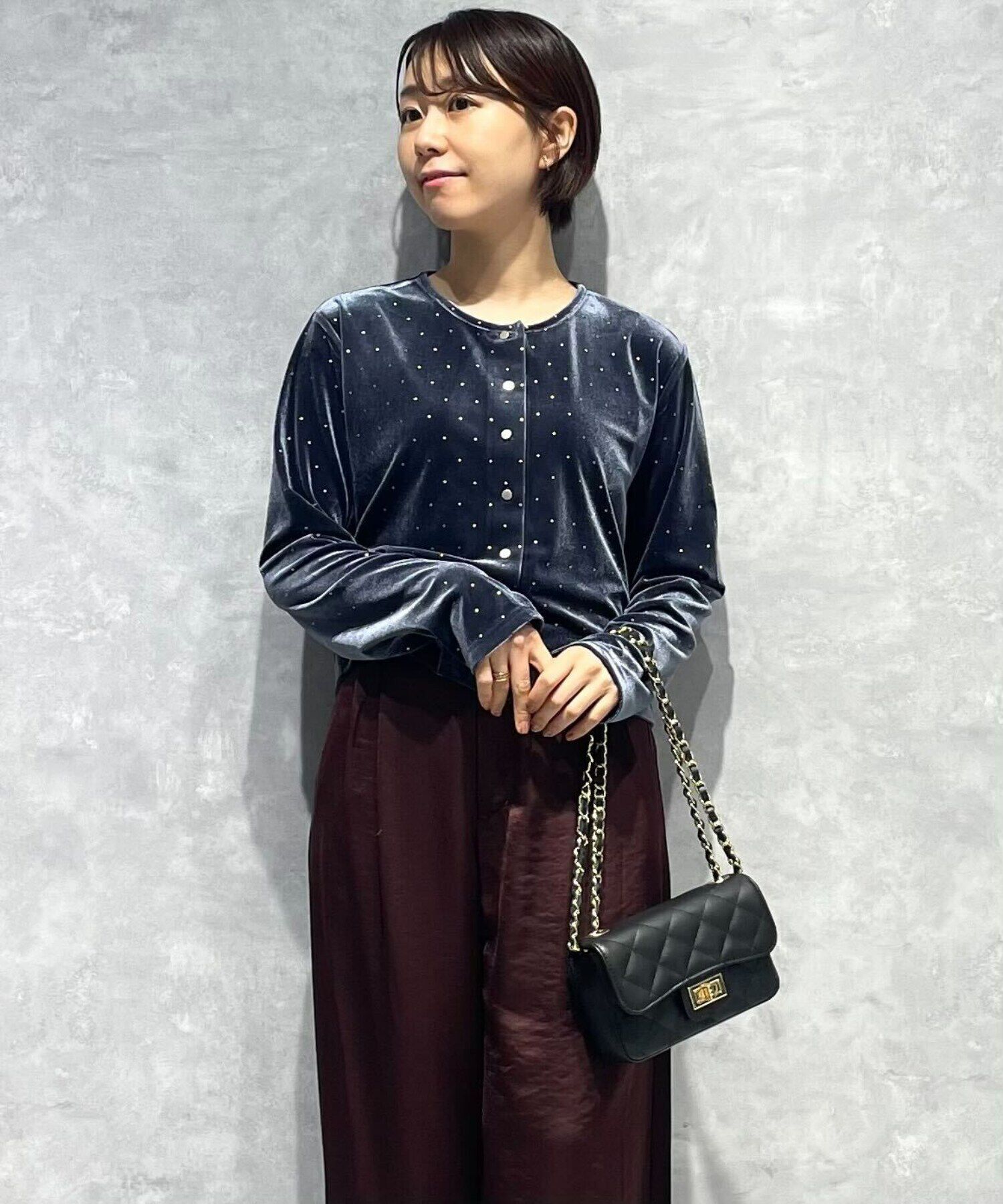 nano･universe「箔ドットベロアカーディガン」|Tシャツ・カットソー|