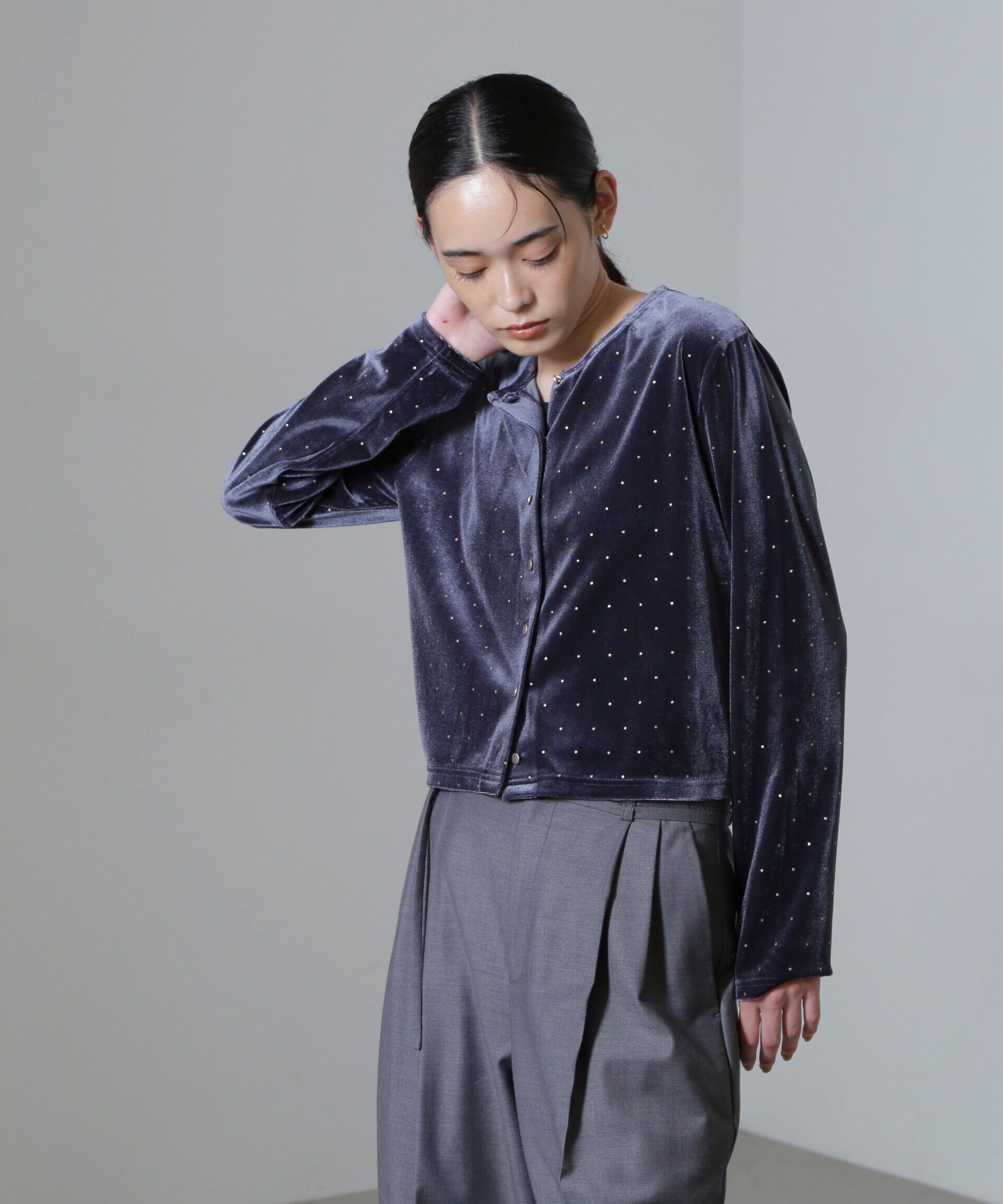 nano･universe「箔ドットベロアカーディガン」|Tシャツ・カットソー|