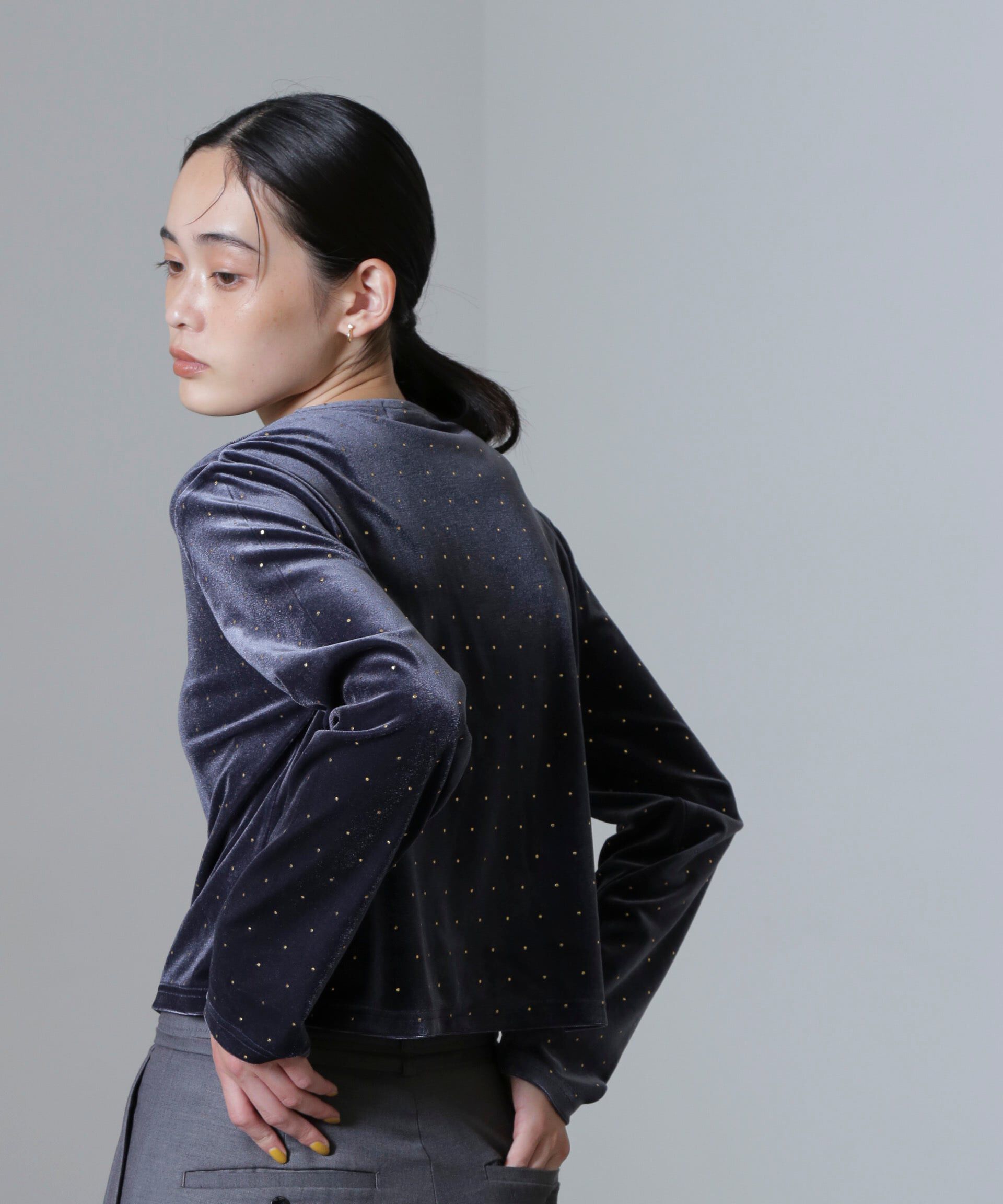 nano･universe「箔ドットベロアカーディガン」|Tシャツ・カットソー|