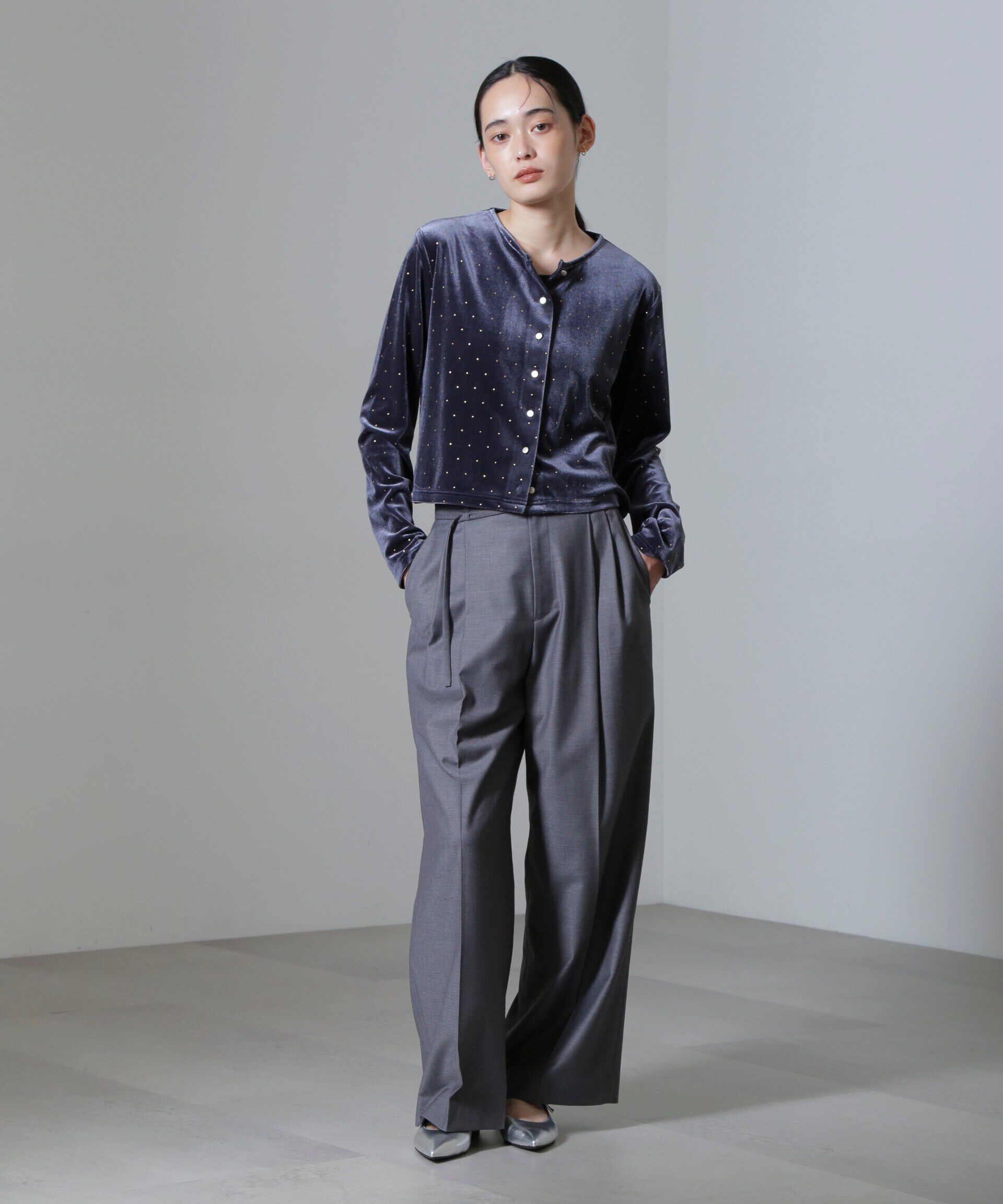 nano･universe「箔ドットベロアカーディガン」|Tシャツ・カットソー|