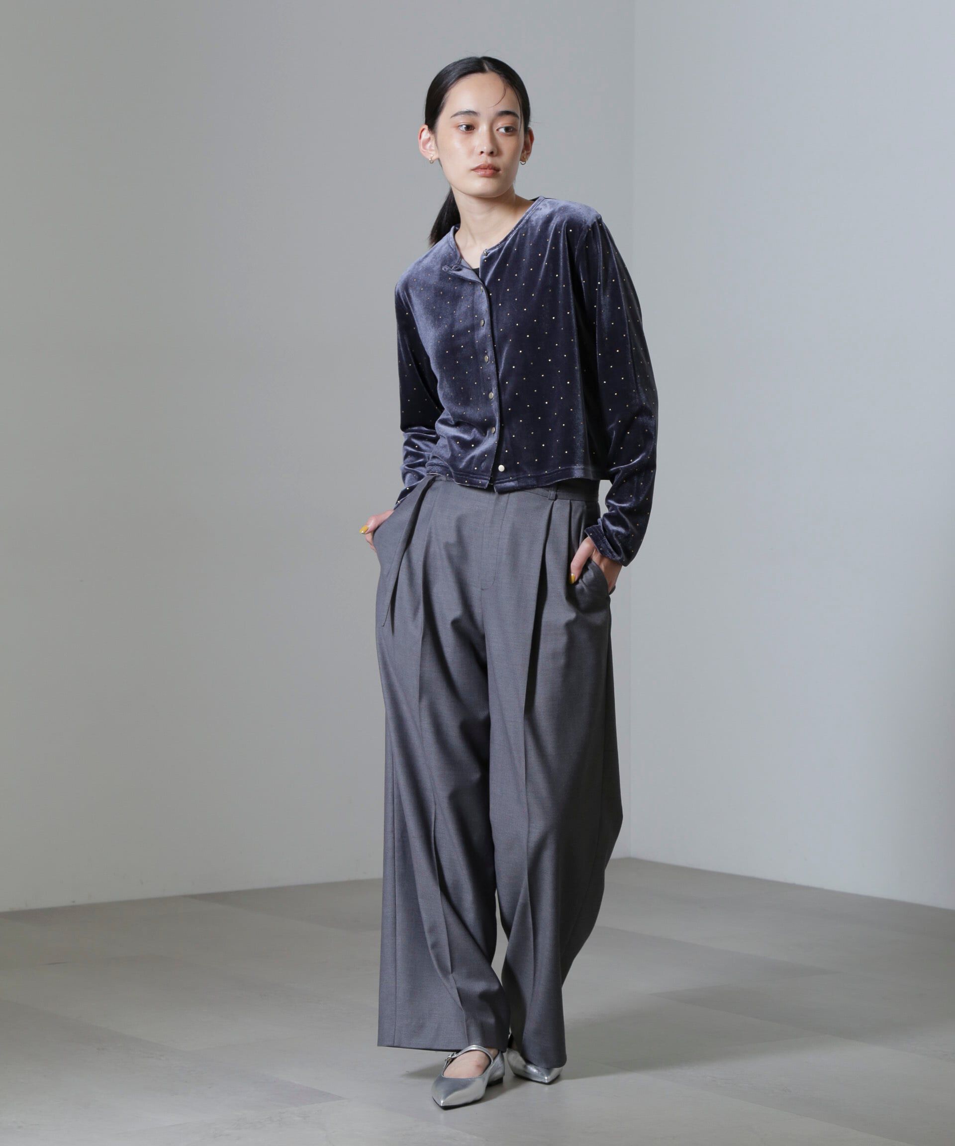 nano･universe「箔ドットベロアカーディガン」|Tシャツ・カットソー|