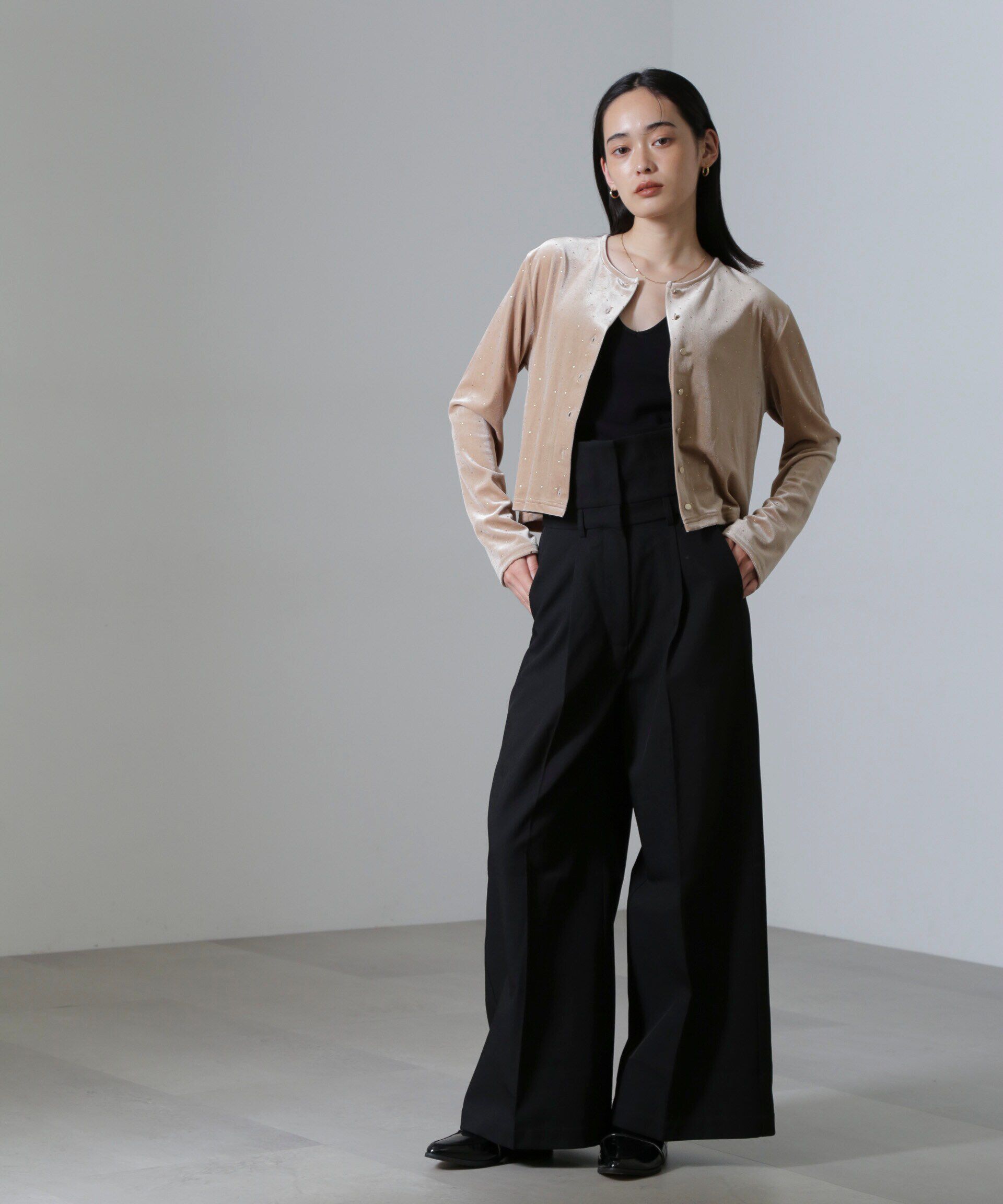 nano･universe「箔ドットベロアカーディガン」|Tシャツ・カットソー|