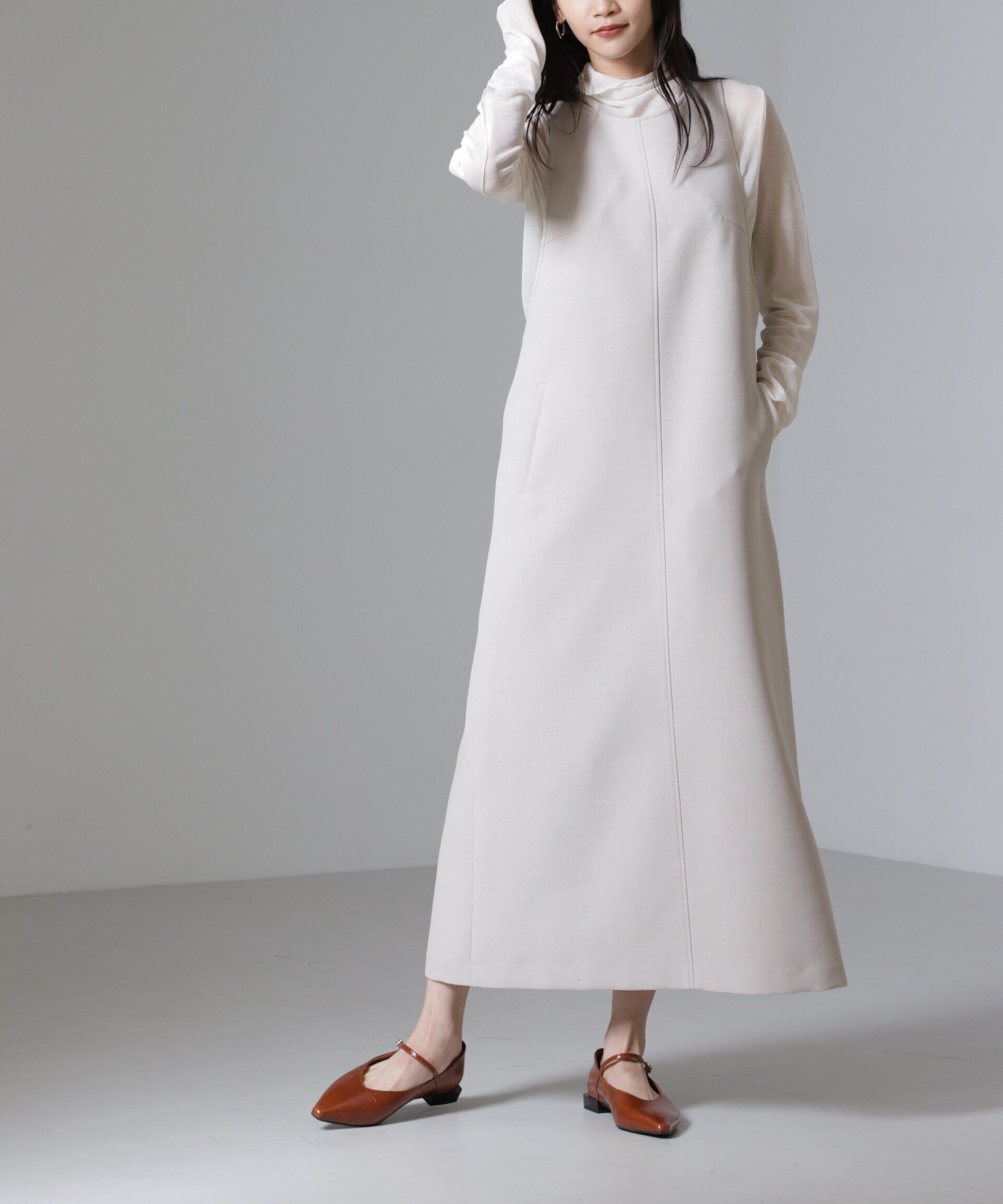 nano･universe「Reflax(R)ダブルクロスサイドオープンワンピース」|ワンピース|