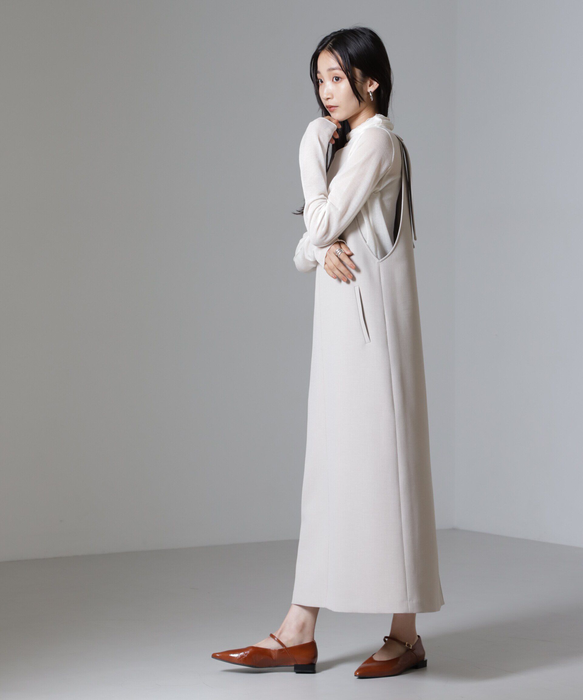 nano･universe「Reflax(R)ダブルクロスサイドオープンワンピース」|ワンピース|