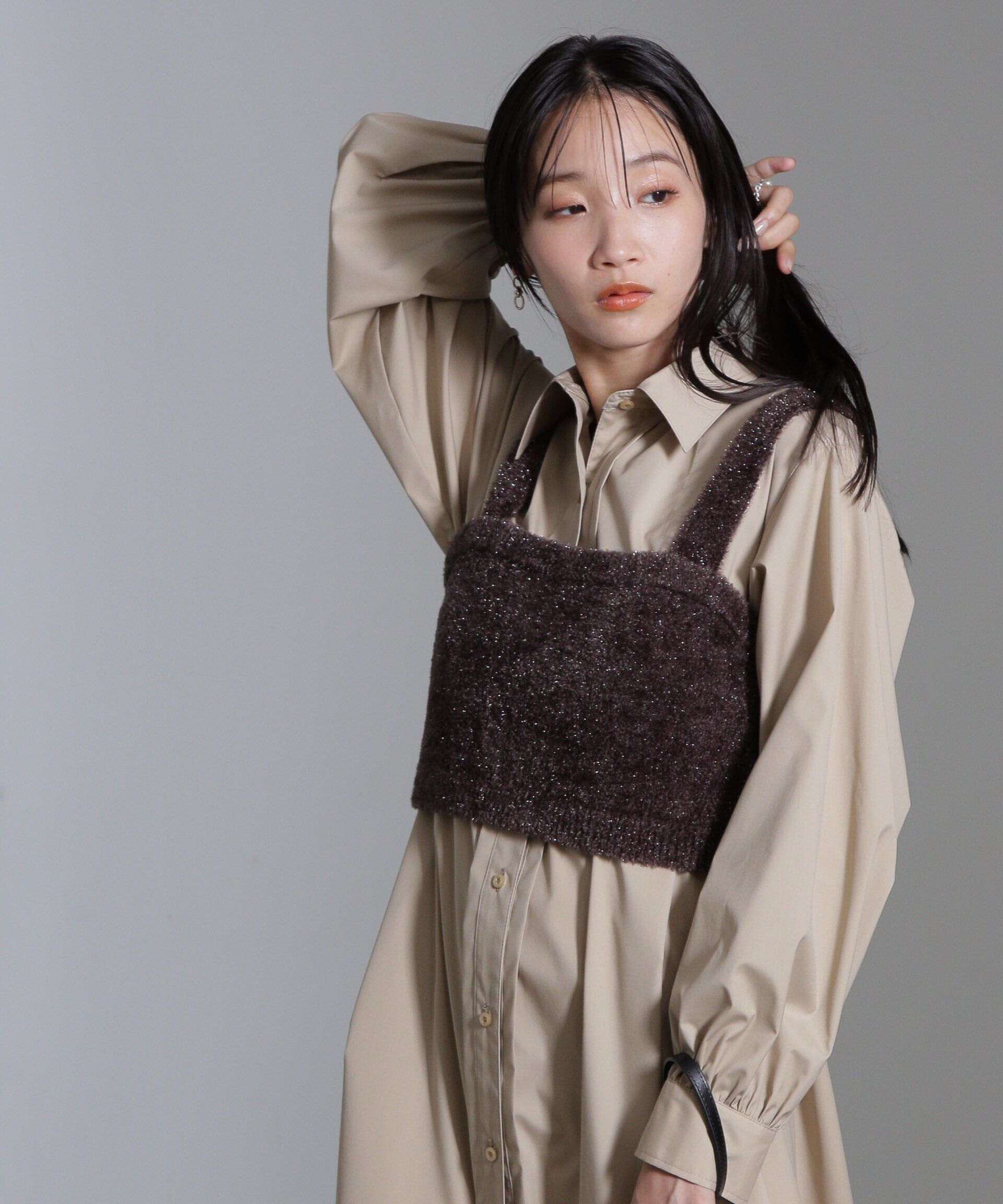 nano･universe「ラメシャギーニットビスチェ(セットアップ可)」|ニット・セーター|ブラウン