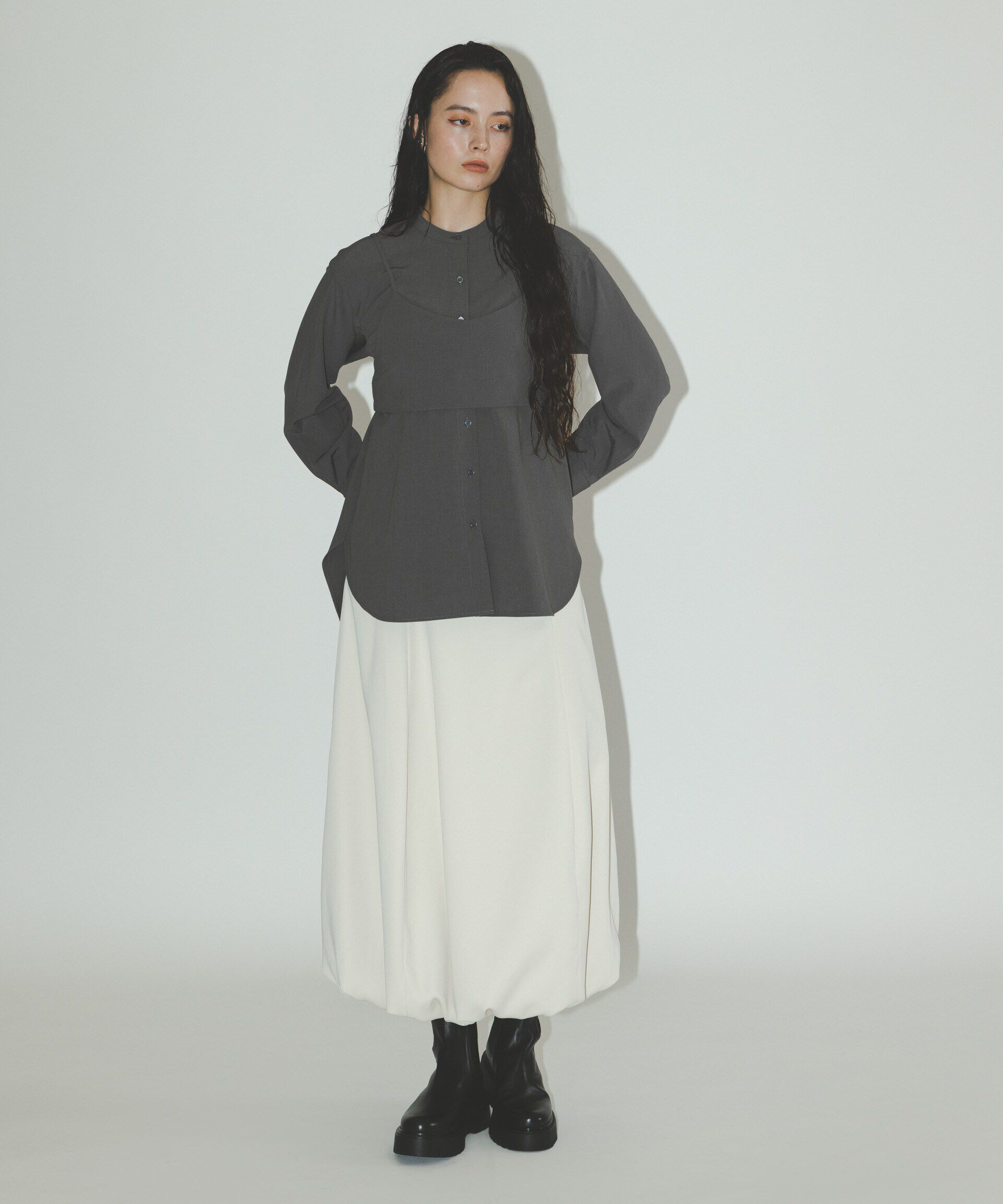 nano･universe「パネルラインバルーンスカート」|スカート|