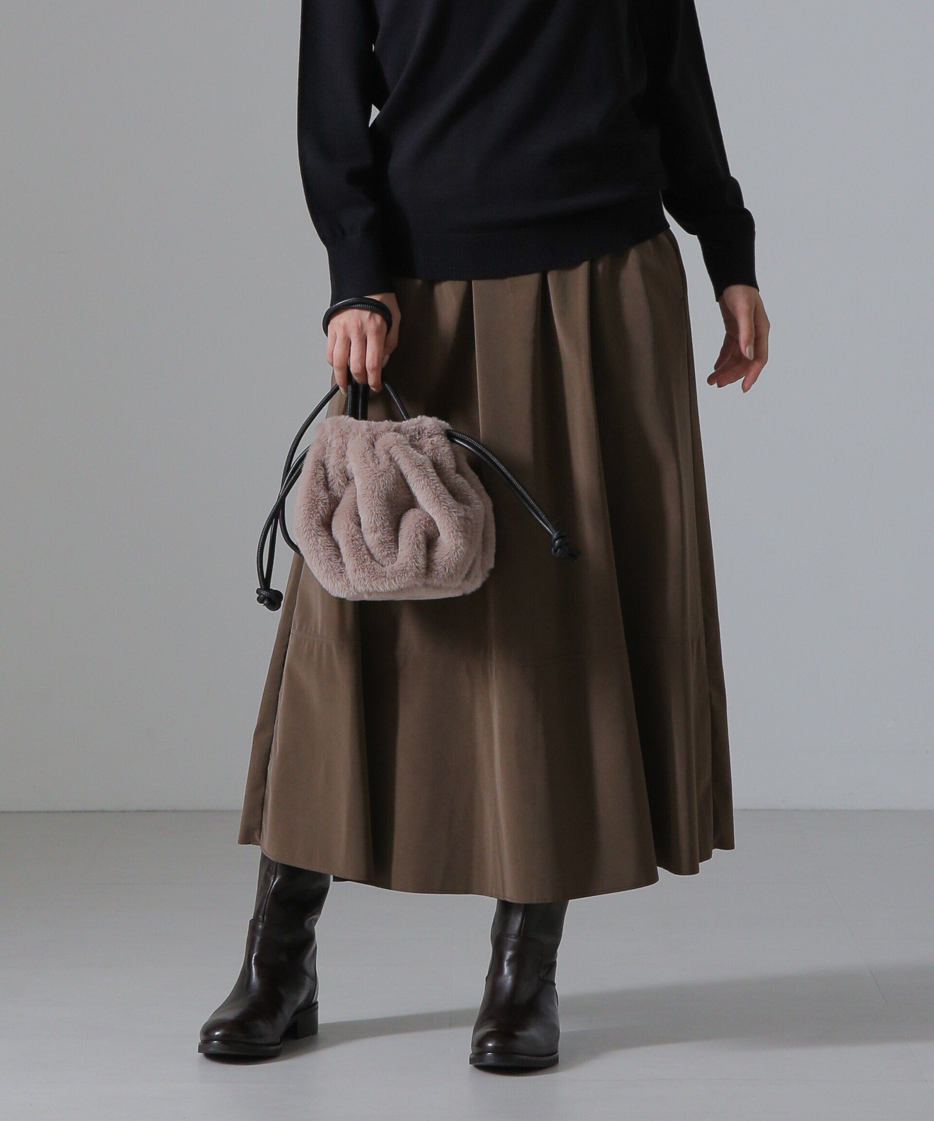 nano･universe「ピーチフェイクレザーボリュームスカート(セットアップ可)」|スカート|