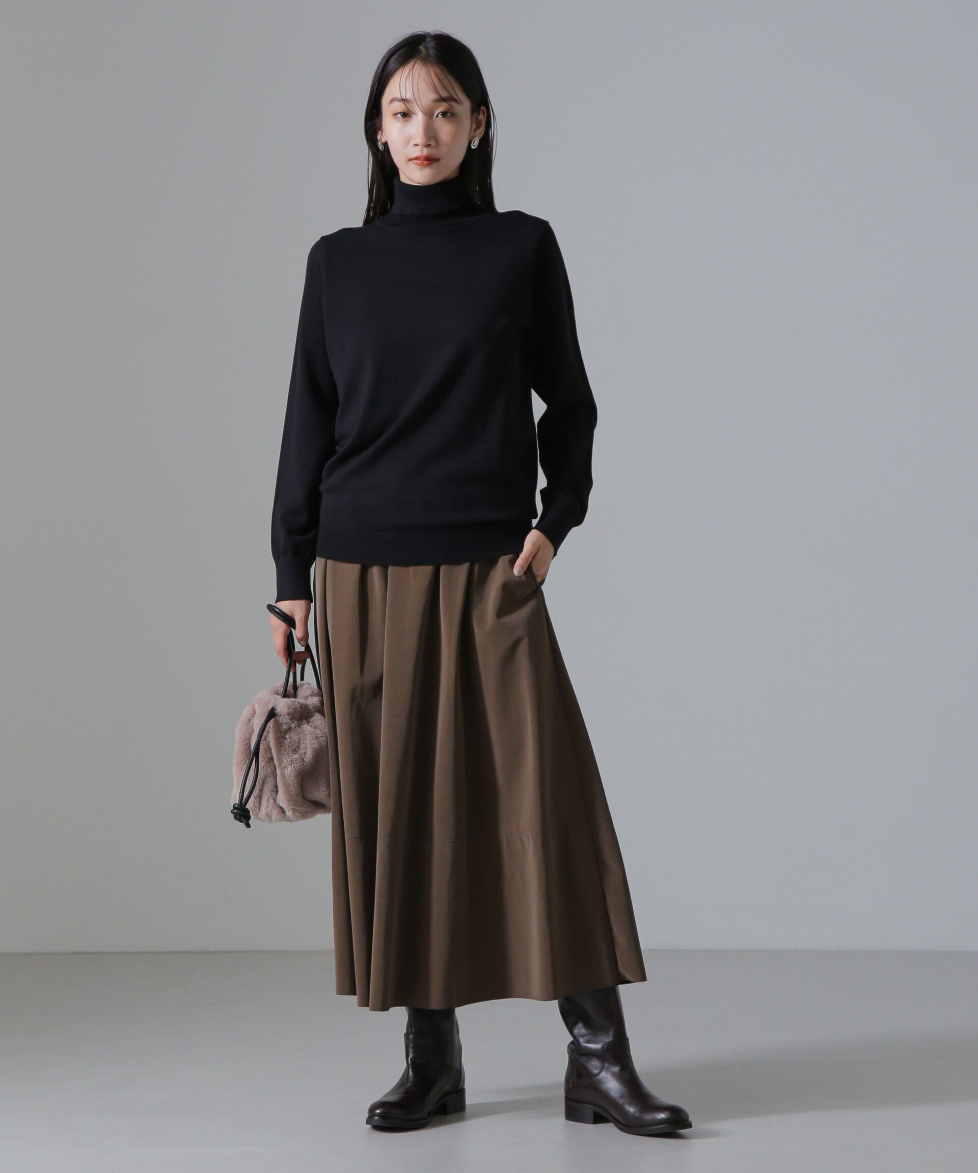 nano･universe「ピーチフェイクレザーボリュームスカート(セットアップ可)」|スカート|