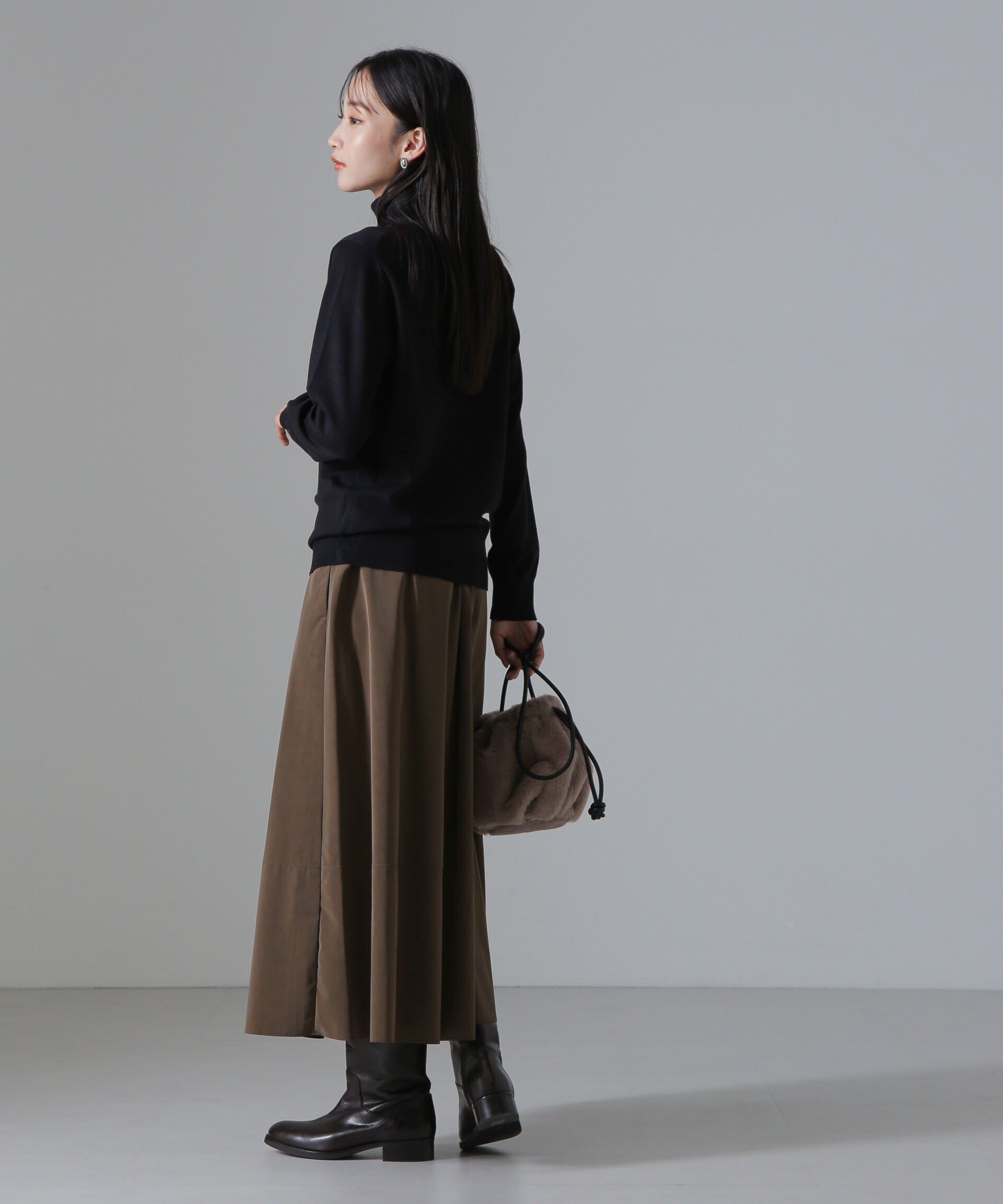 nano･universe「ピーチフェイクレザーボリュームスカート(セットアップ可)」|スカート|