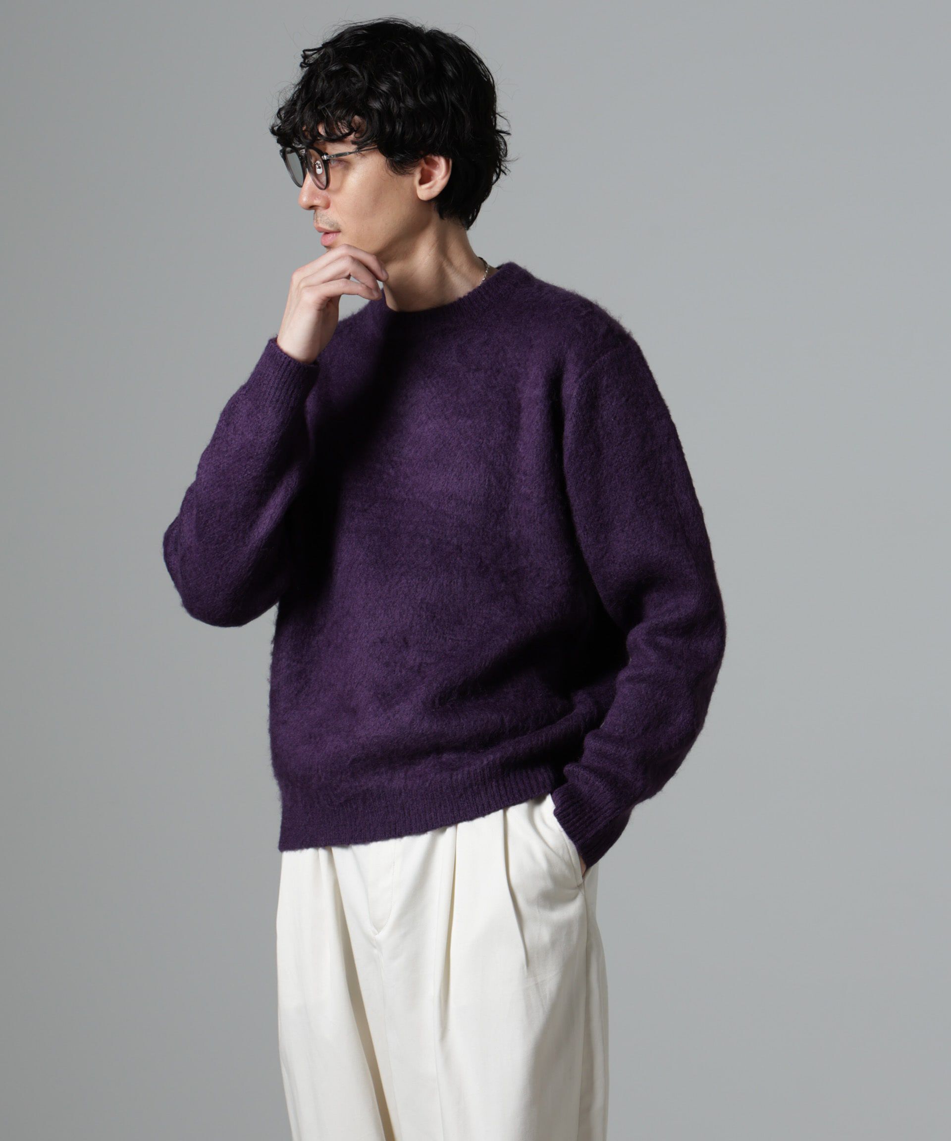 nano･universe「モヘヤライクプルオーバーニット」|ニット・セーター|パープル