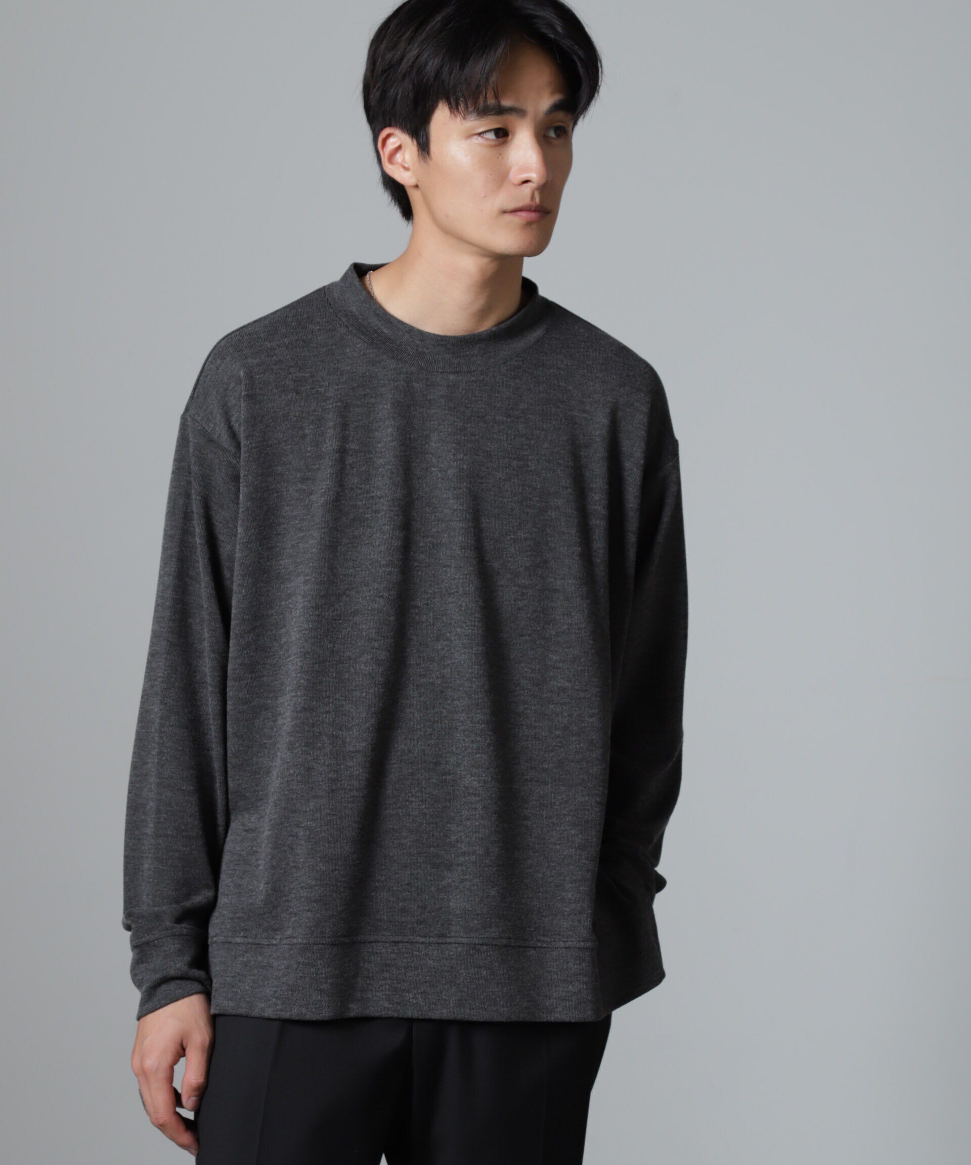 nano･universe「WEB限定/ストレッチテレコモックネックプルオーバー 長袖」|Tシャツ・カットソー|