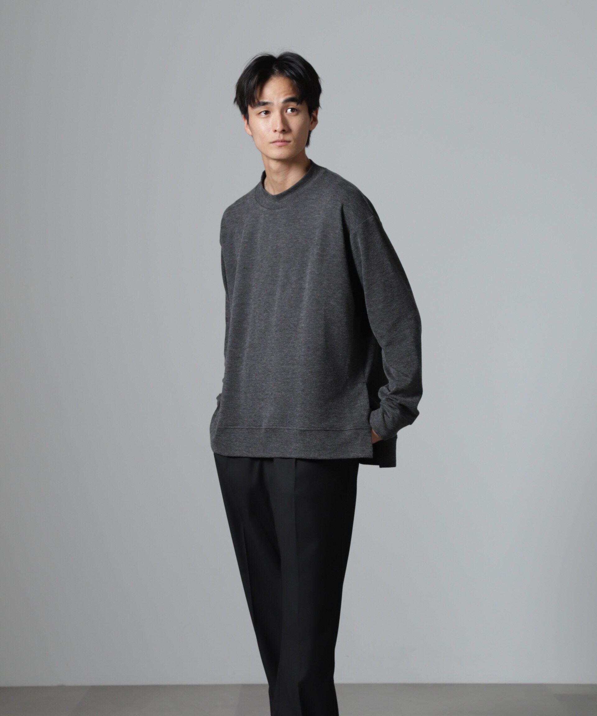 nano･universe「WEB限定/ストレッチテレコモックネックプルオーバー 長袖」|Tシャツ・カットソー|