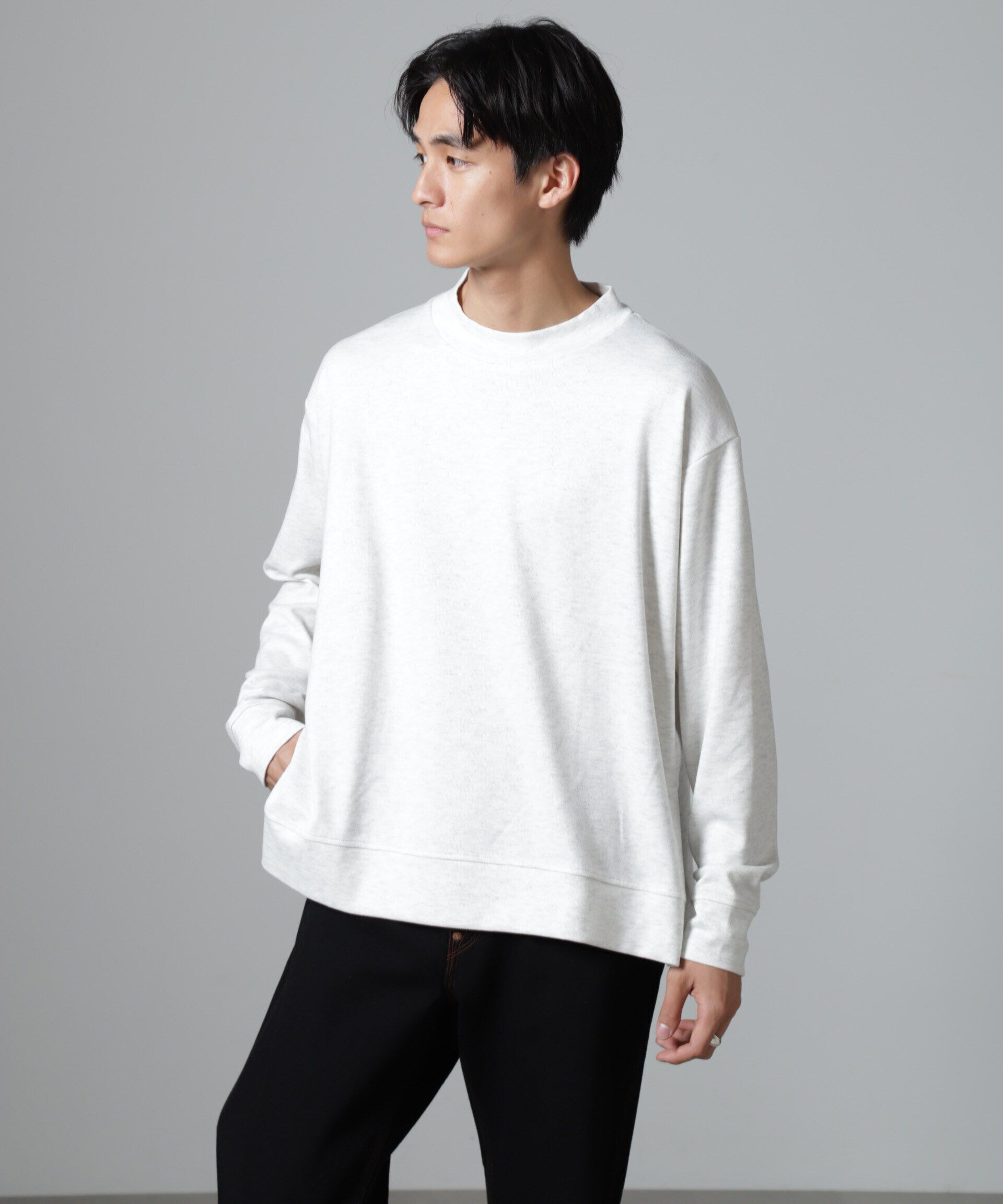 nano･universe「WEB限定/ストレッチテレコモックネックプルオーバー 長袖」|Tシャツ・カットソー|