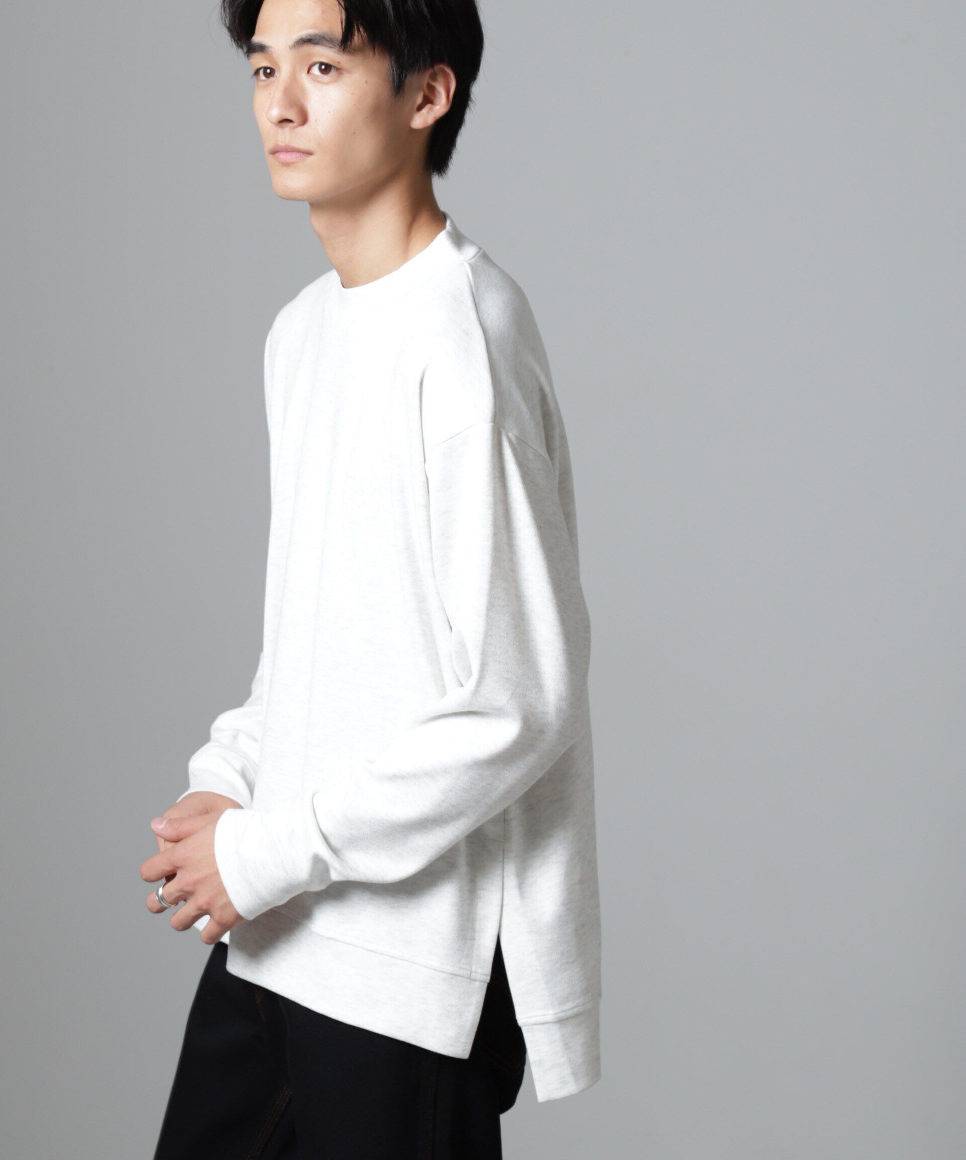 nano･universe「WEB限定/ストレッチテレコモックネックプルオーバー 長袖」|Tシャツ・カットソー|