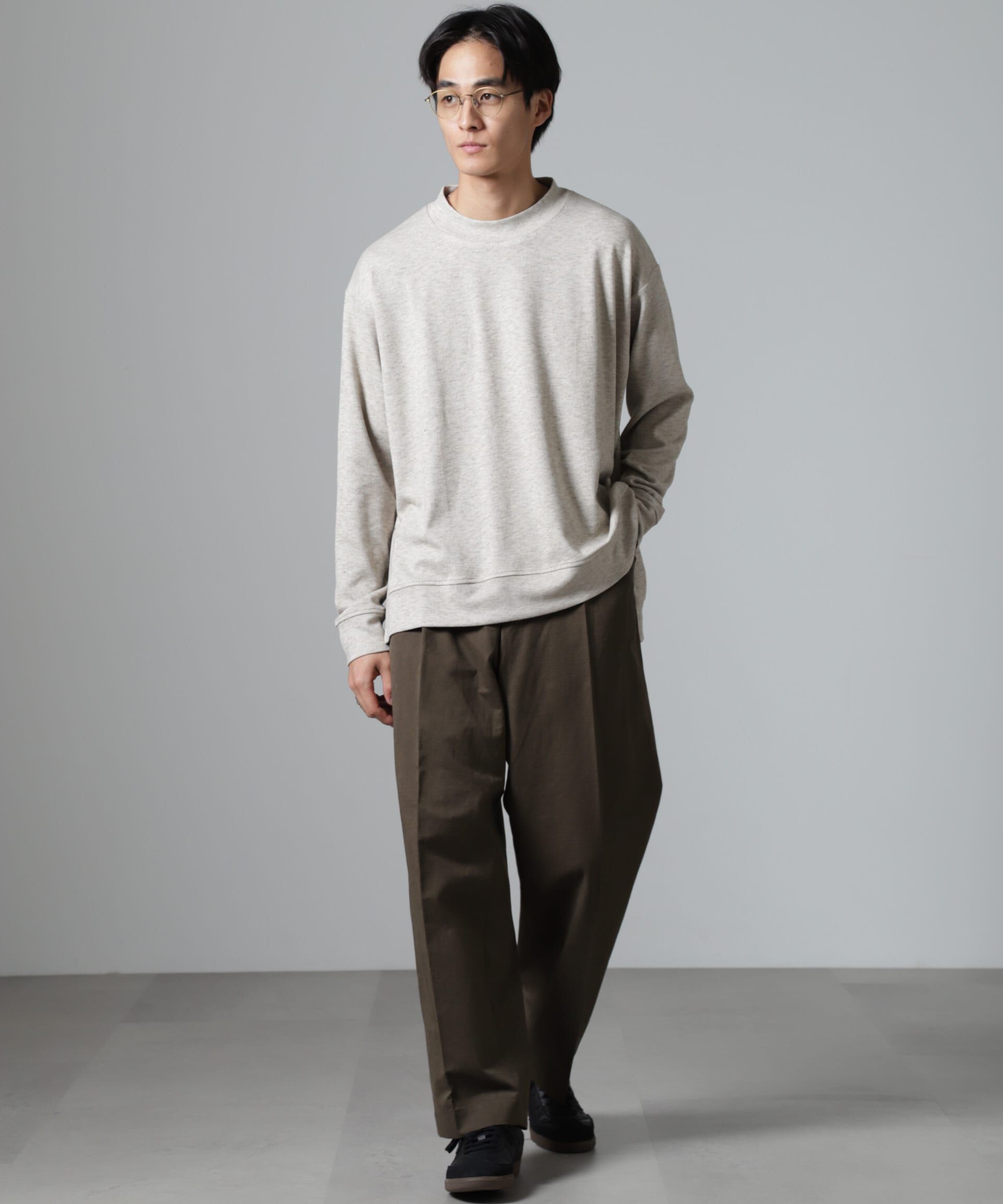 nano･universe「WEB限定/ストレッチテレコモックネックプルオーバー 長袖」|Tシャツ・カットソー|