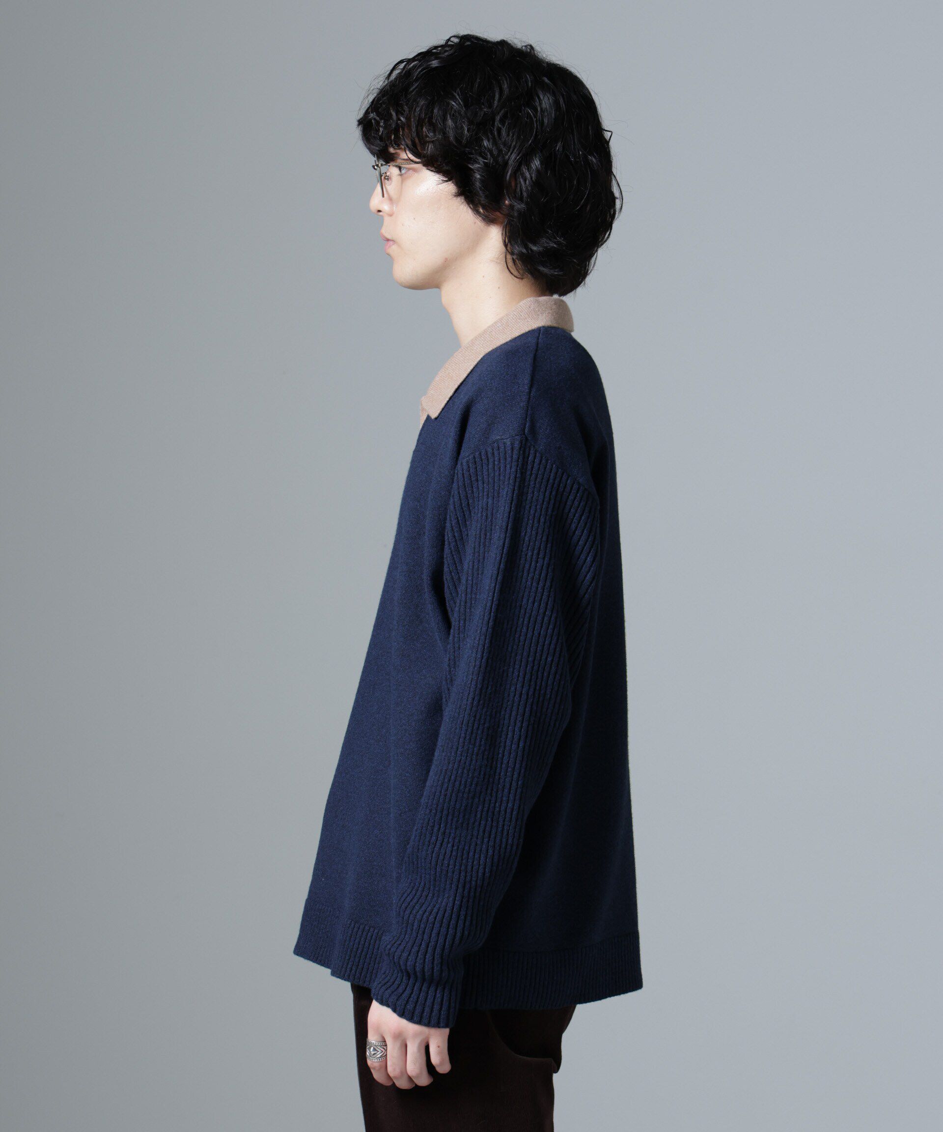 nano･universe「WEB限定/バイカラースキッパーニット」|ニット・セーター|