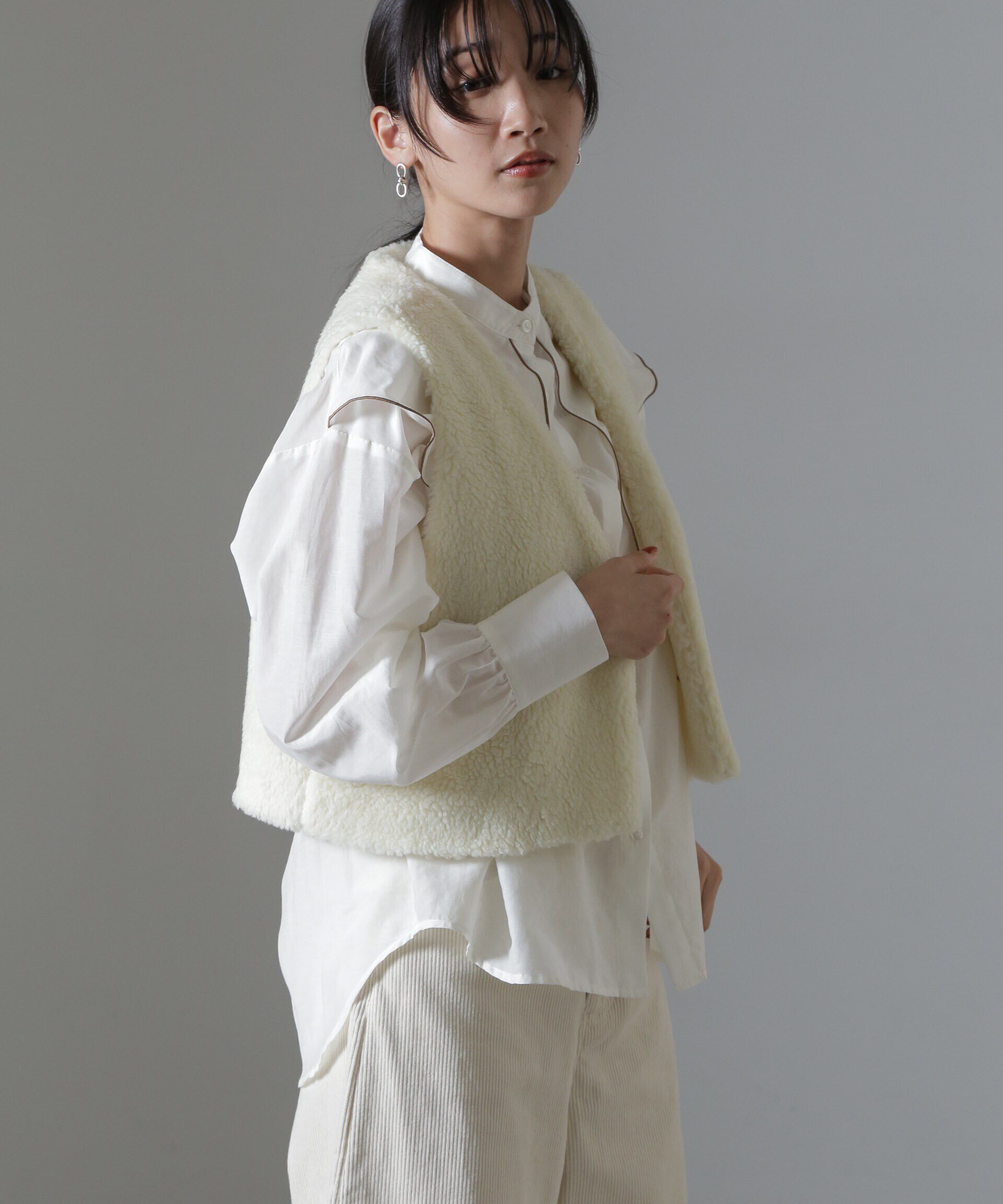 nano･universe「ライトボアクロップドジレ」|テーラードジャケット|