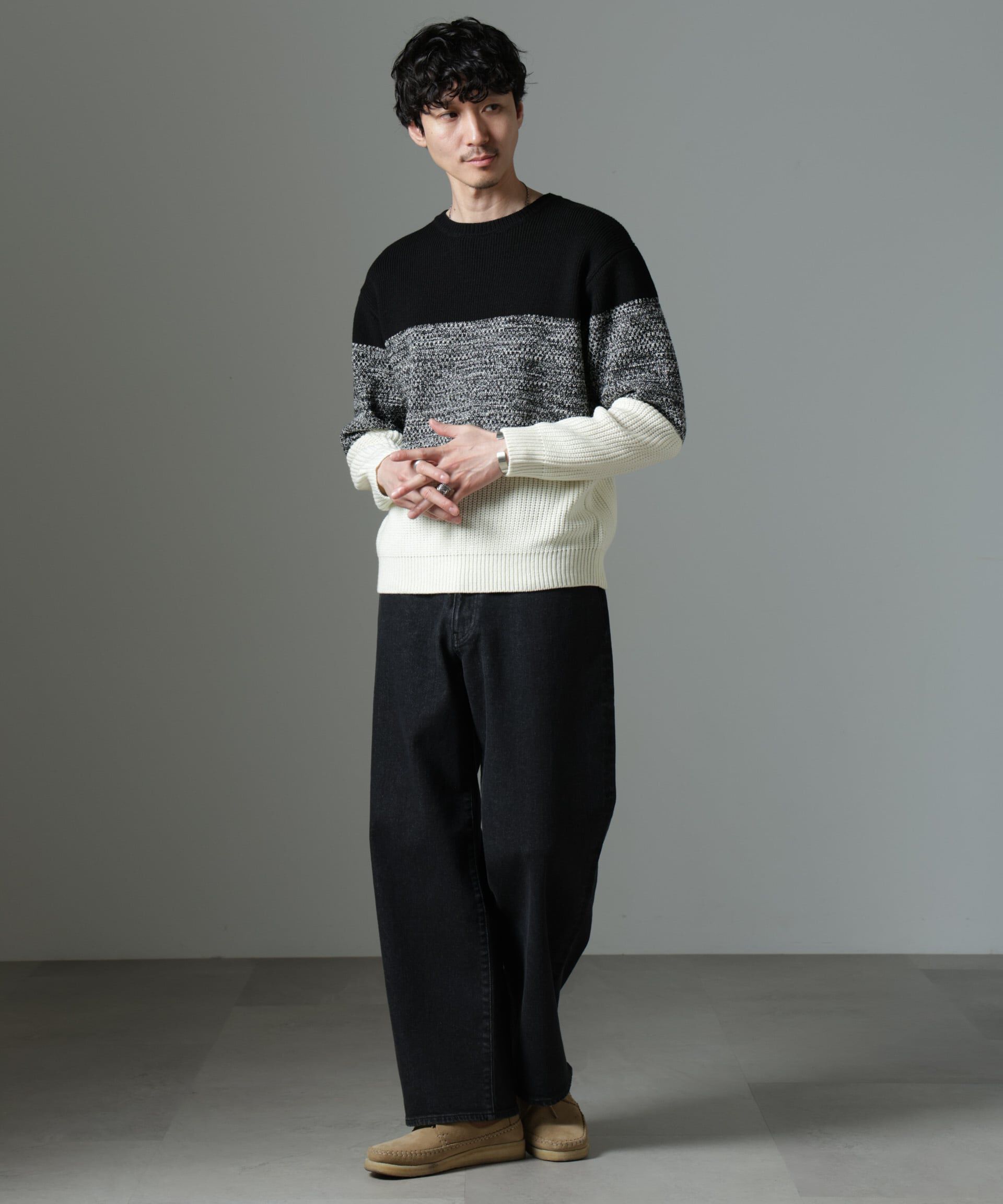nano･universe「ウールミックスパネルボーダーニット」|ニット・セーター|