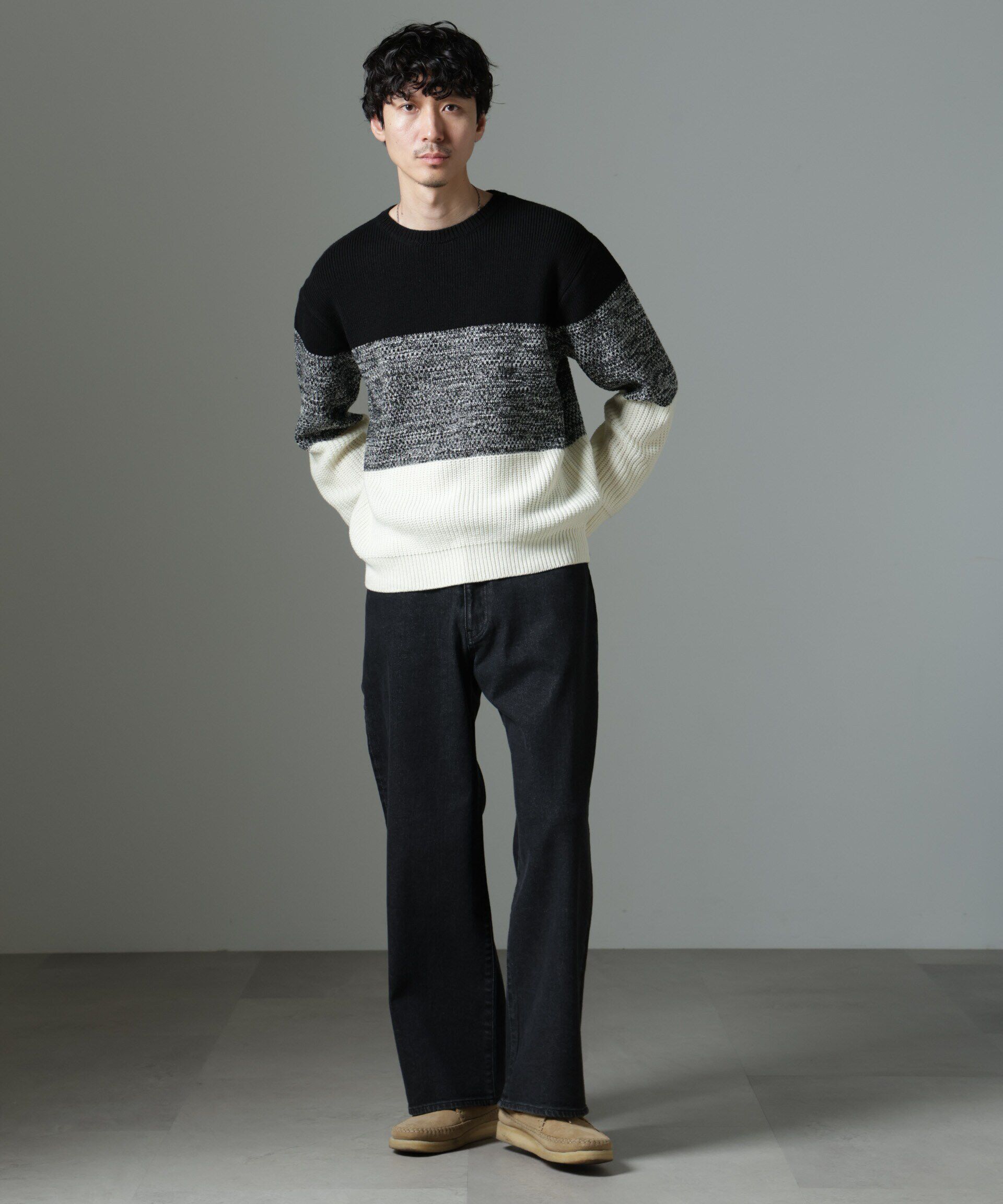 nano･universe「ウールミックスパネルボーダーニット」|ニット・セーター|