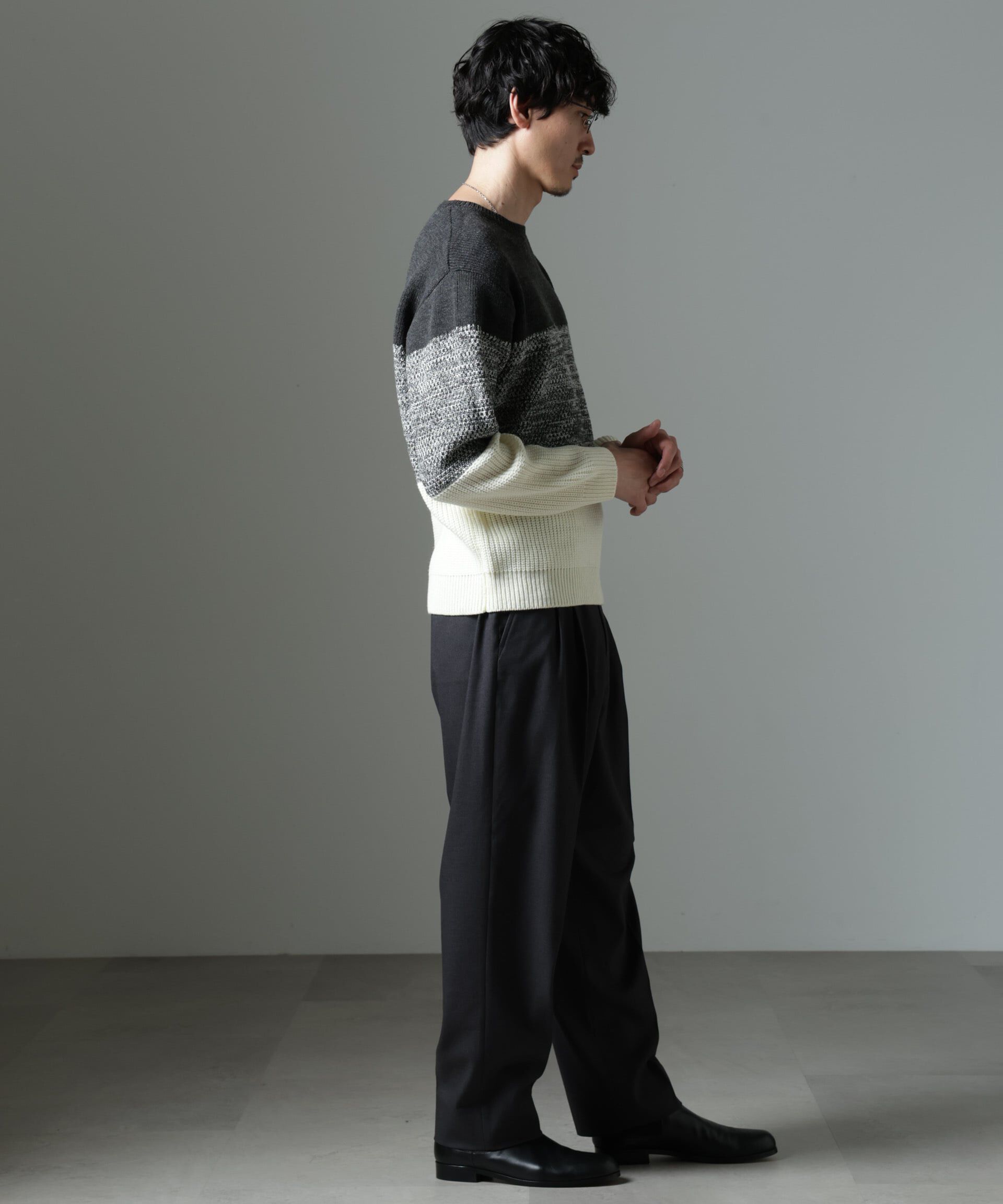 nano･universe「ウールミックスパネルボーダーニット」|ニット・セーター|