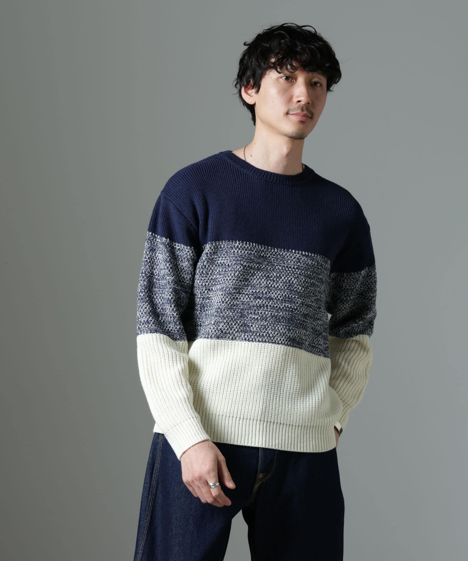 nano･universe「ウールミックスパネルボーダーニット」|ニット・セーター|