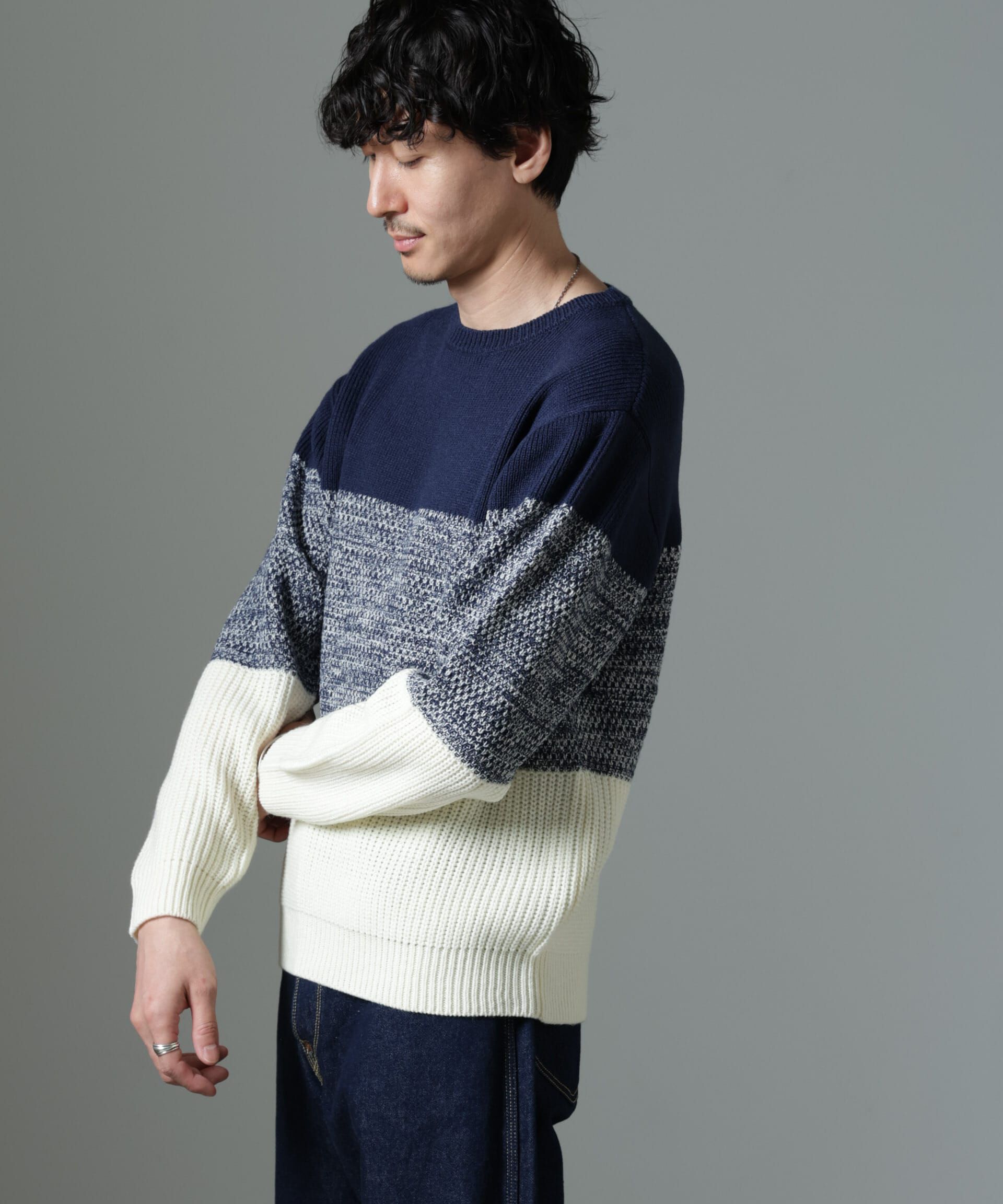 nano･universe「ウールミックスパネルボーダーニット」|ニット・セーター|