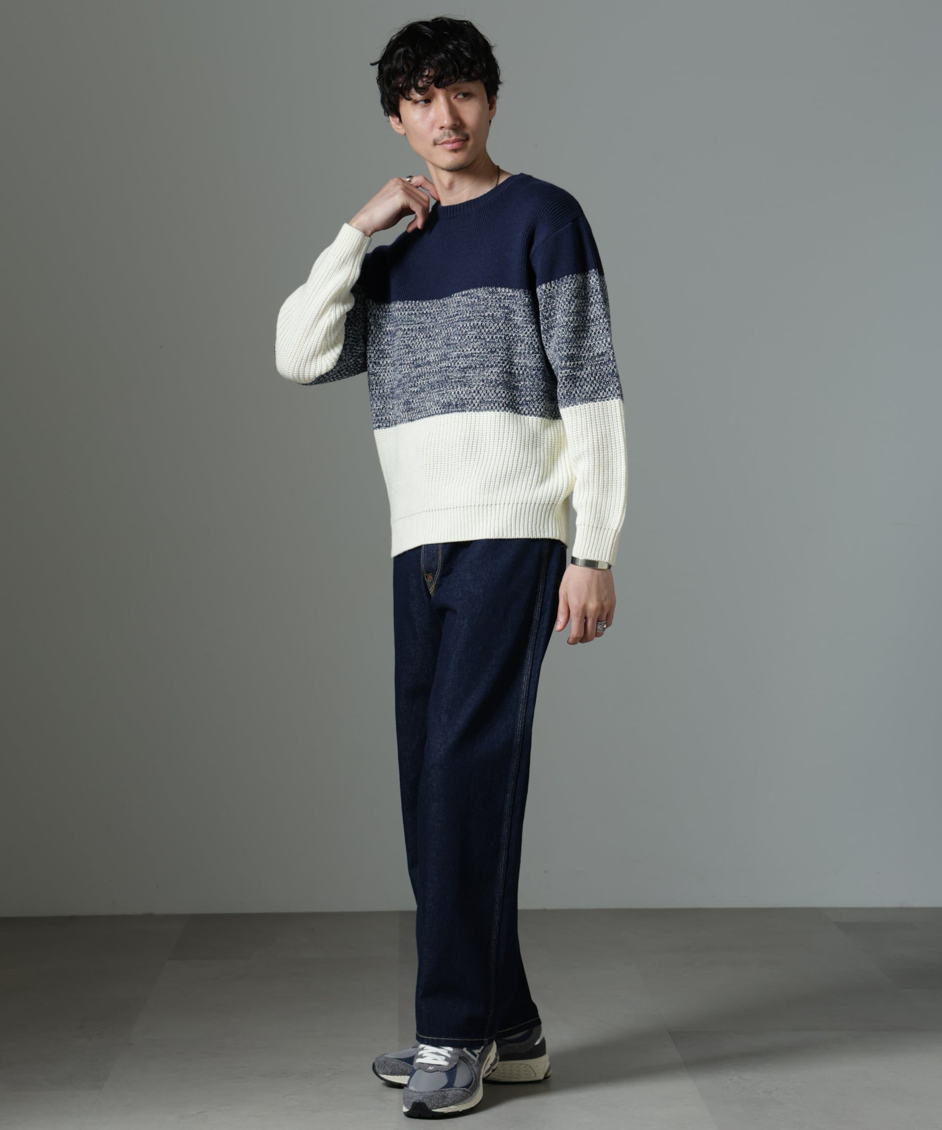 nano･universe「ウールミックスパネルボーダーニット」|ニット・セーター|