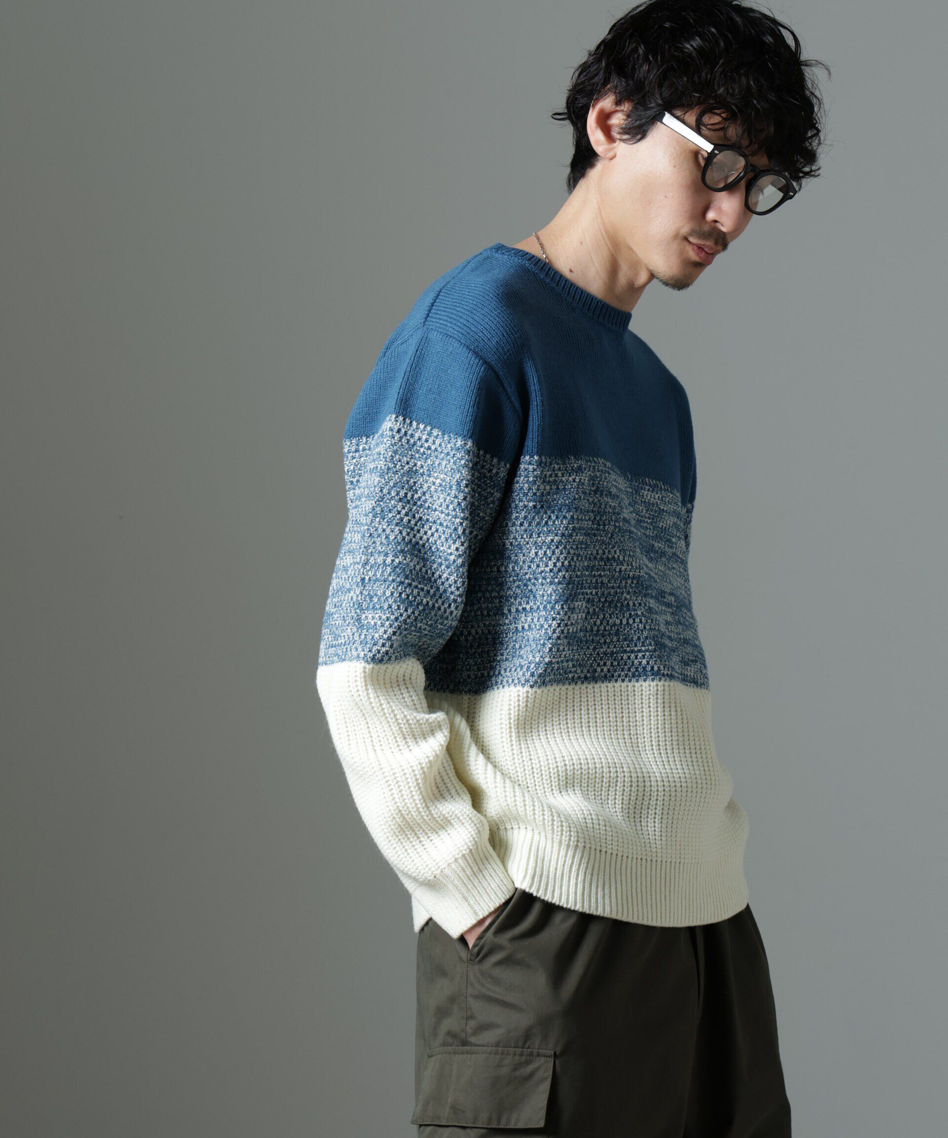 nano･universe「ウールミックスパネルボーダーニット」|ニット・セーター|