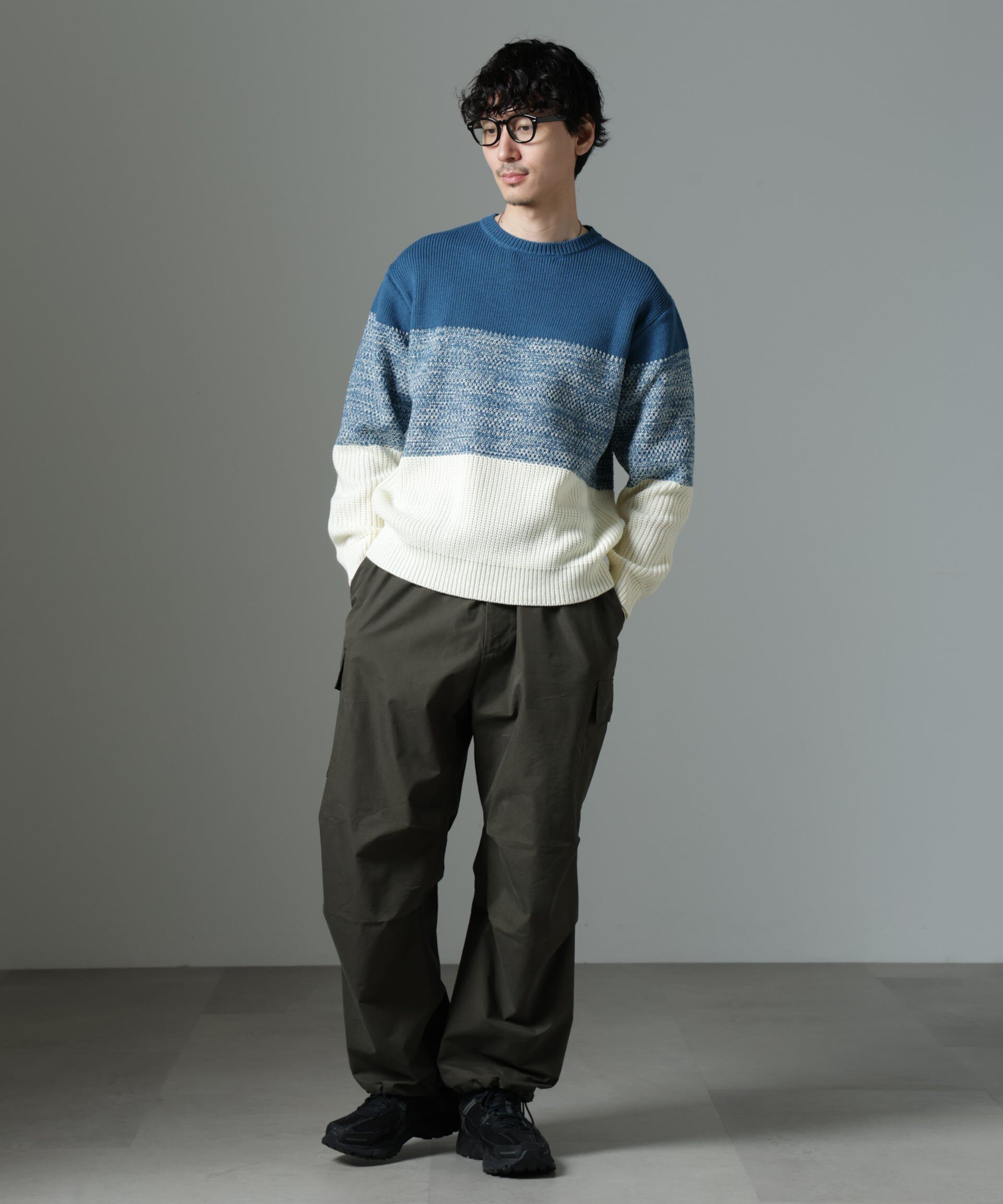 nano･universe「ウールミックスパネルボーダーニット」|ニット・セーター|