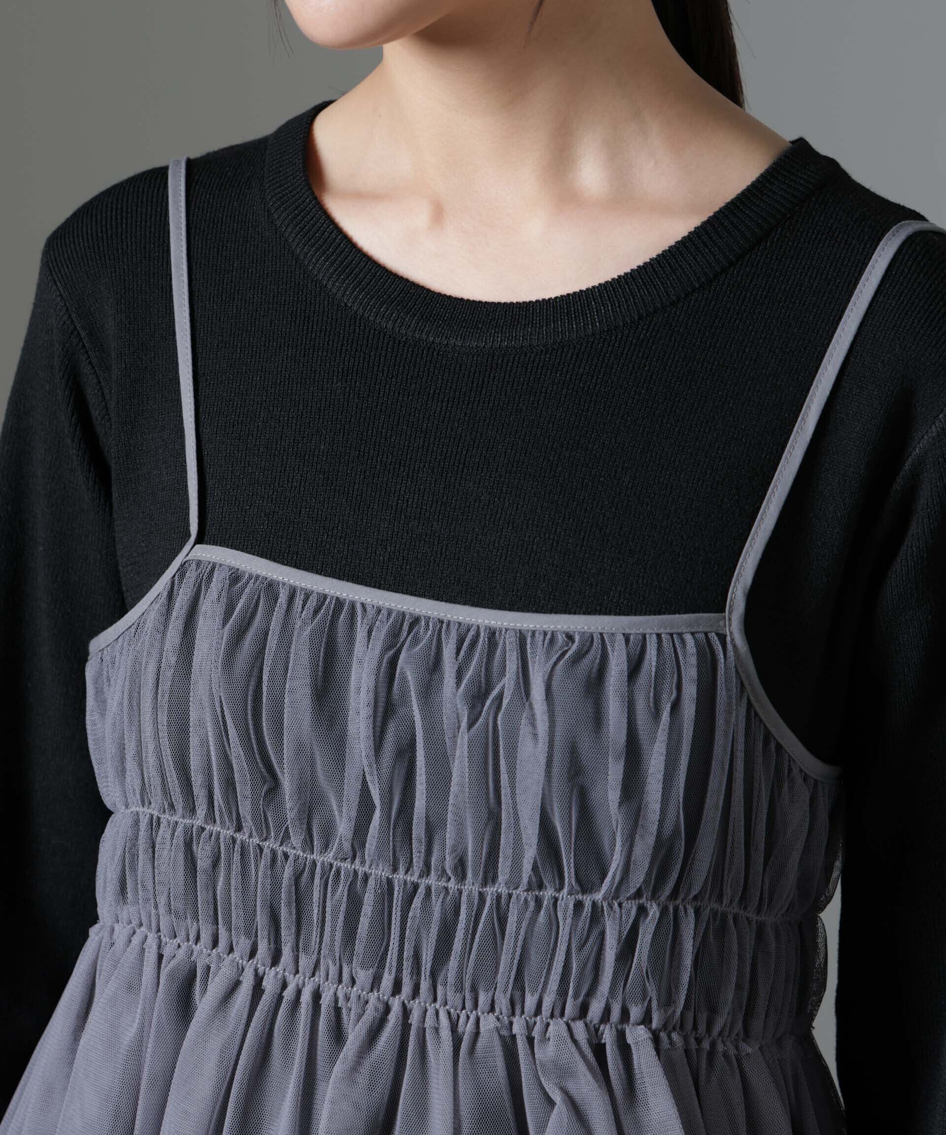 nano･universe「チュールビスチェセットニットワンピース」|ワンピース|