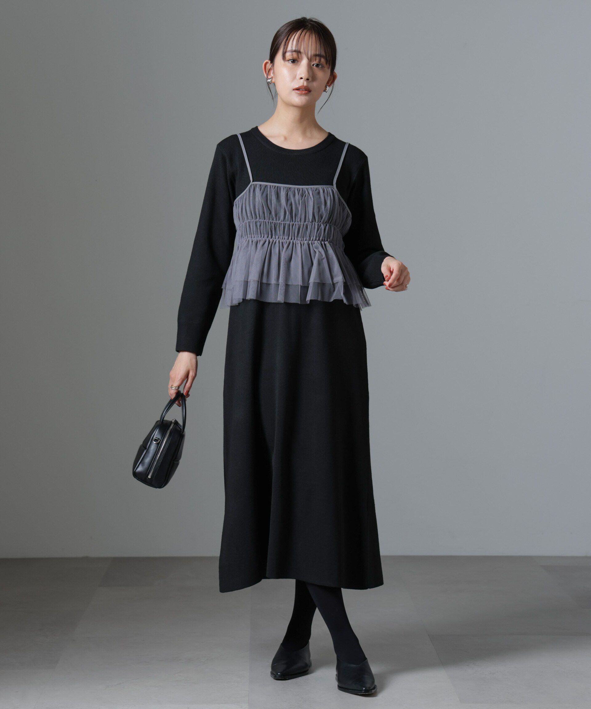 nano･universe「チュールビスチェセットニットワンピース」|ワンピース|