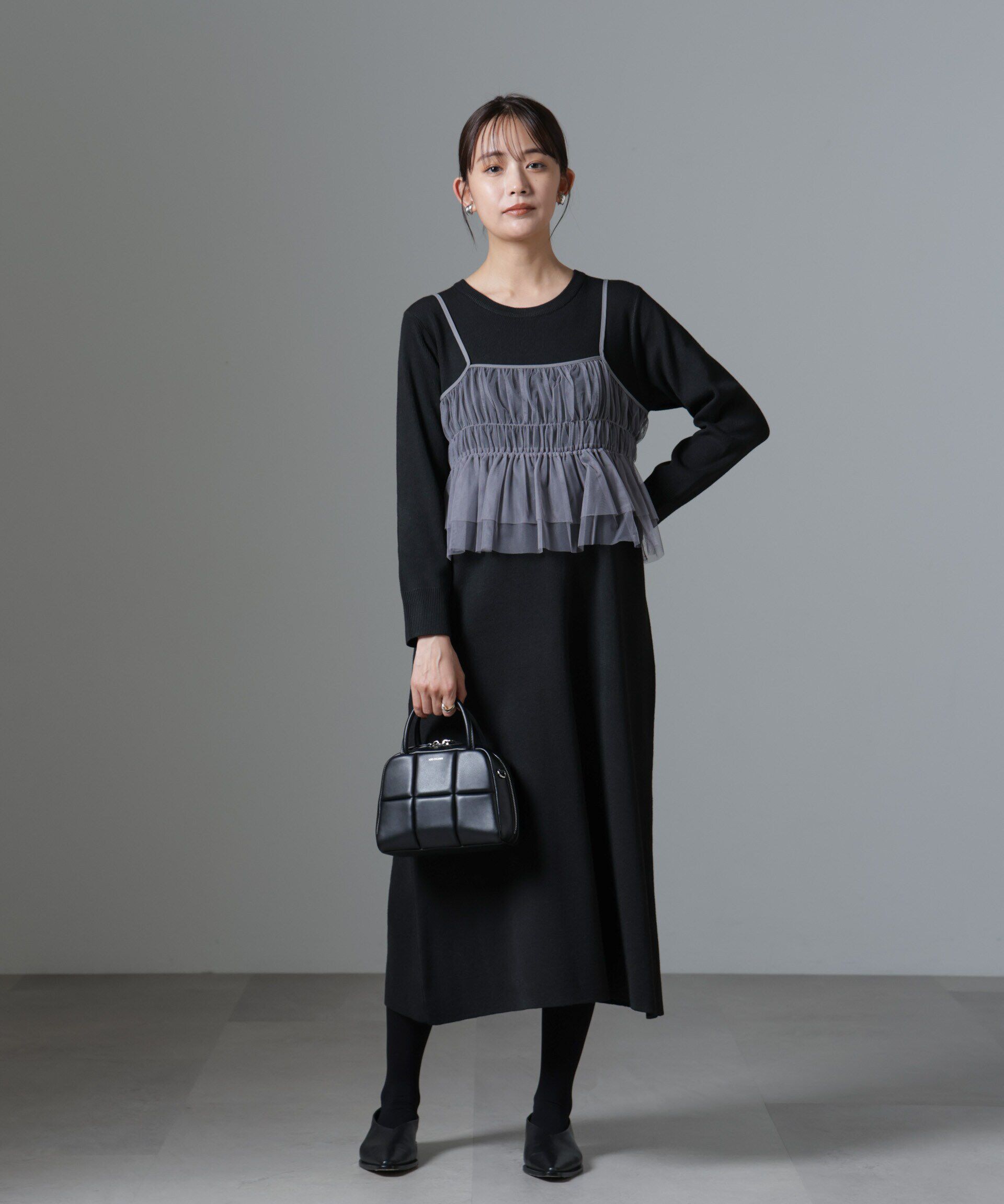 nano･universe「チュールビスチェセットニットワンピース」|ワンピース|