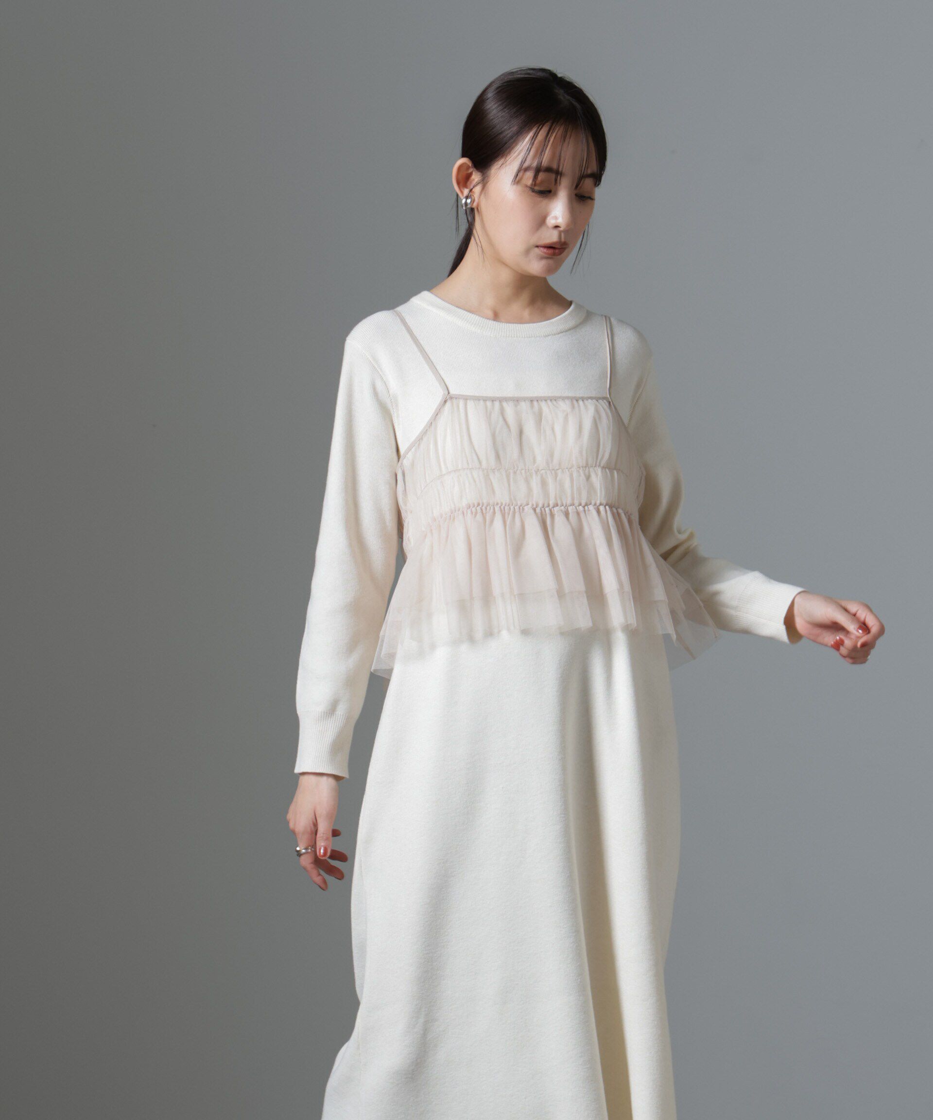 nano･universe「チュールビスチェセットニットワンピース」|ワンピース|