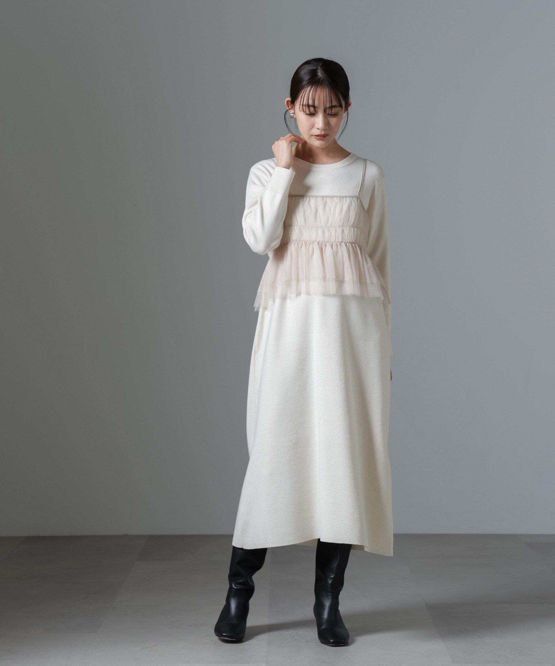 nano･universe「チュールビスチェセットニットワンピース」|ワンピース|