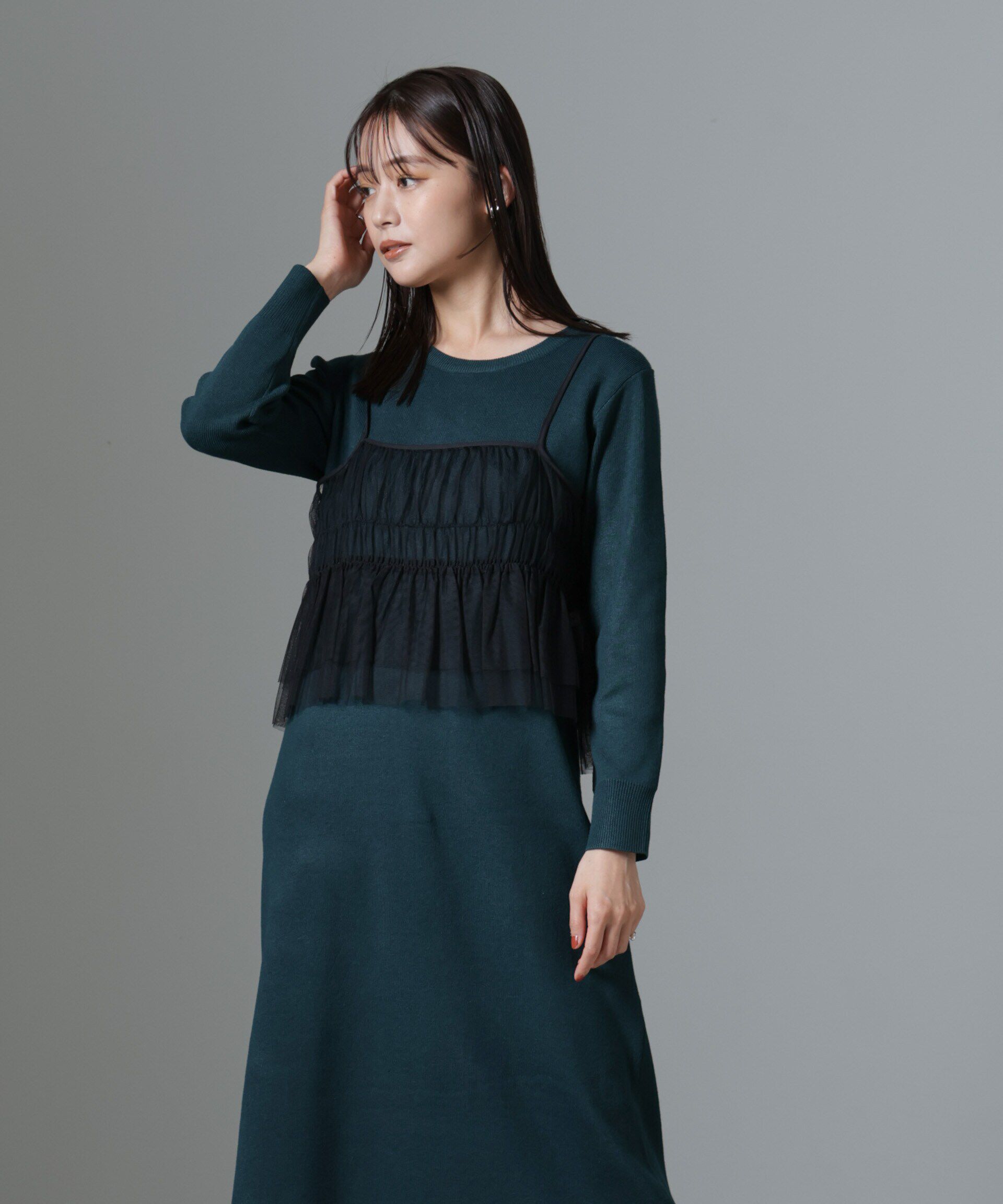 nano･universe「チュールビスチェセットニットワンピース」|ワンピース|