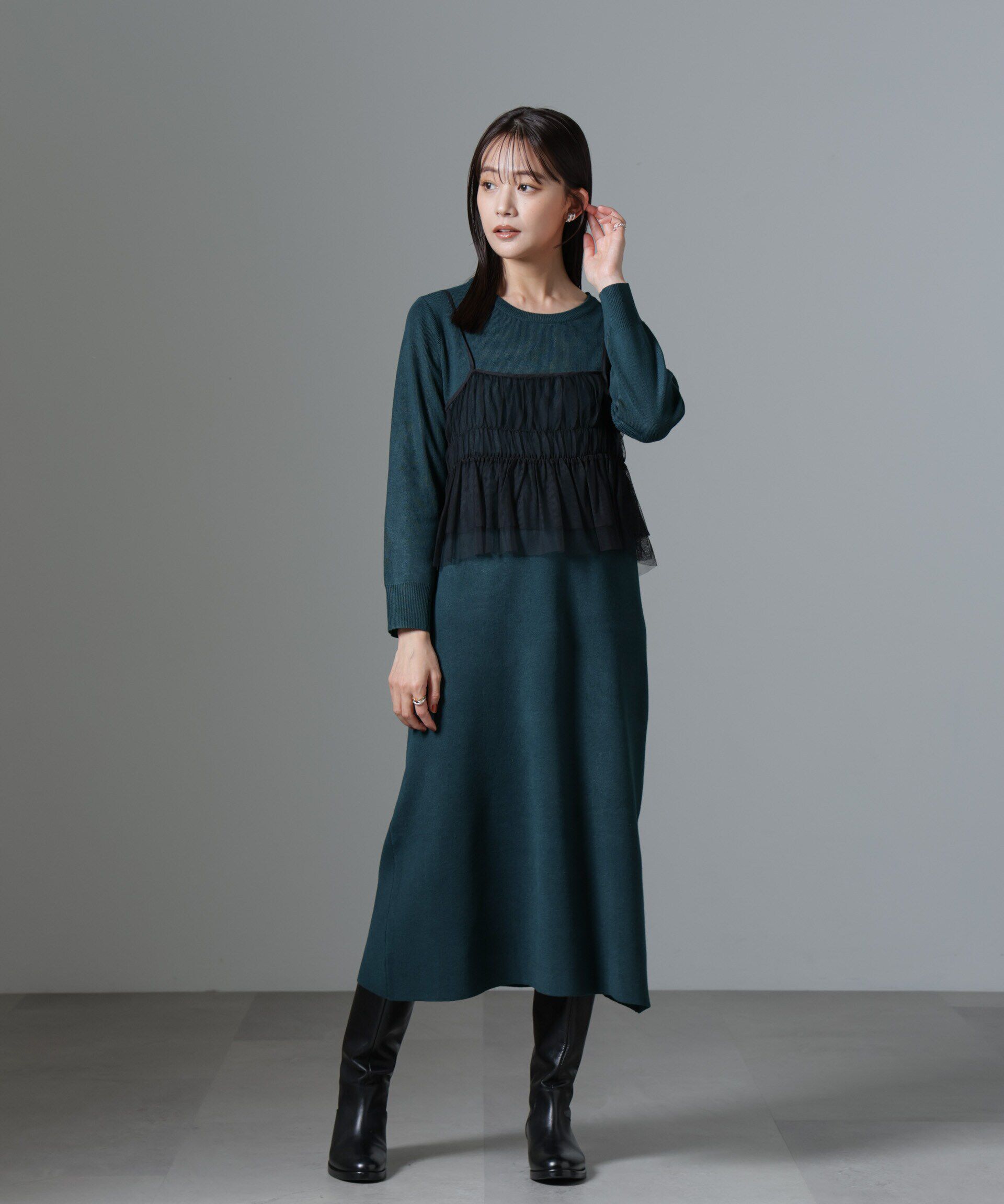 nano･universe「チュールビスチェセットニットワンピース」|ワンピース|