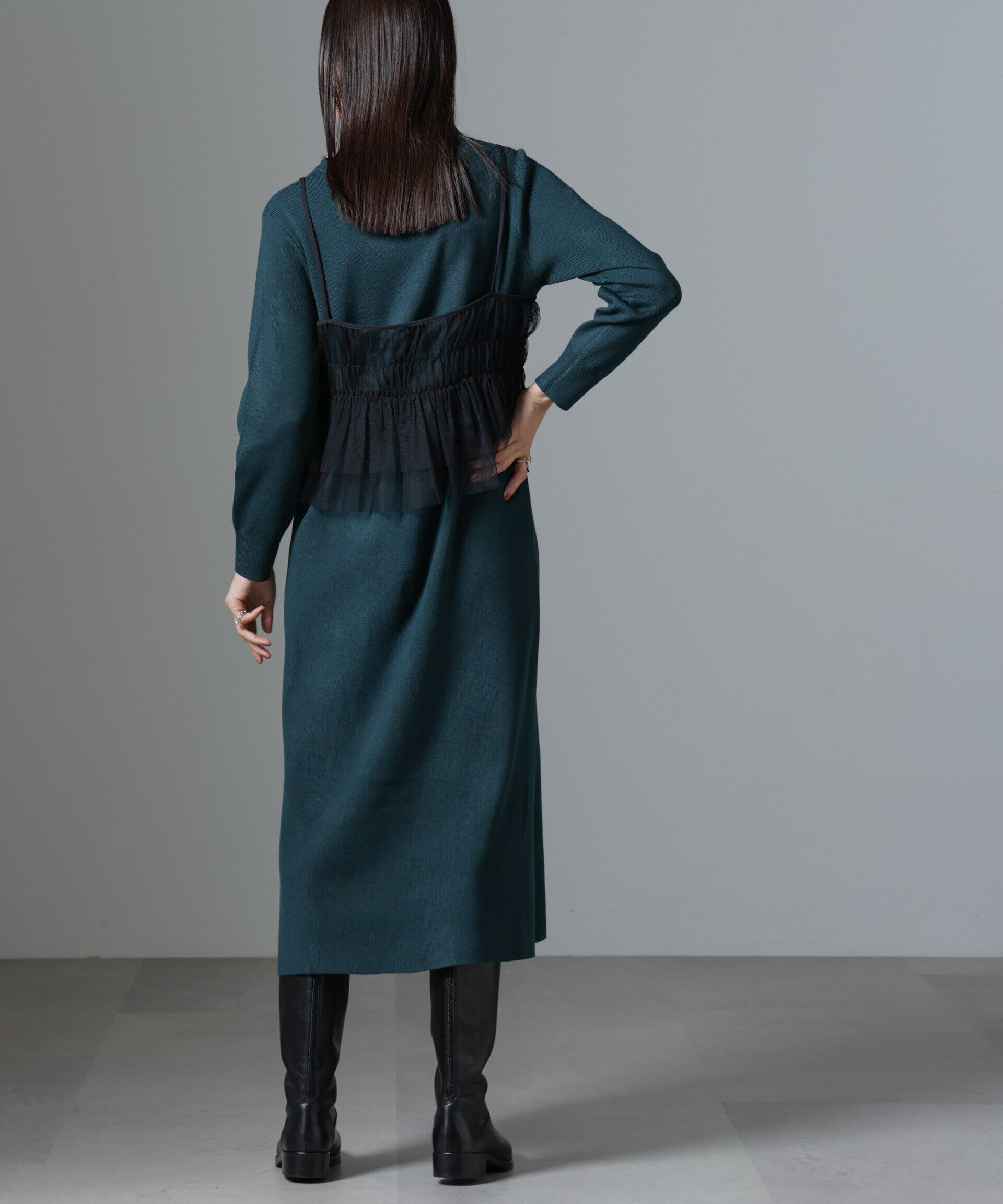 nano･universe「チュールビスチェセットニットワンピース」|ワンピース|