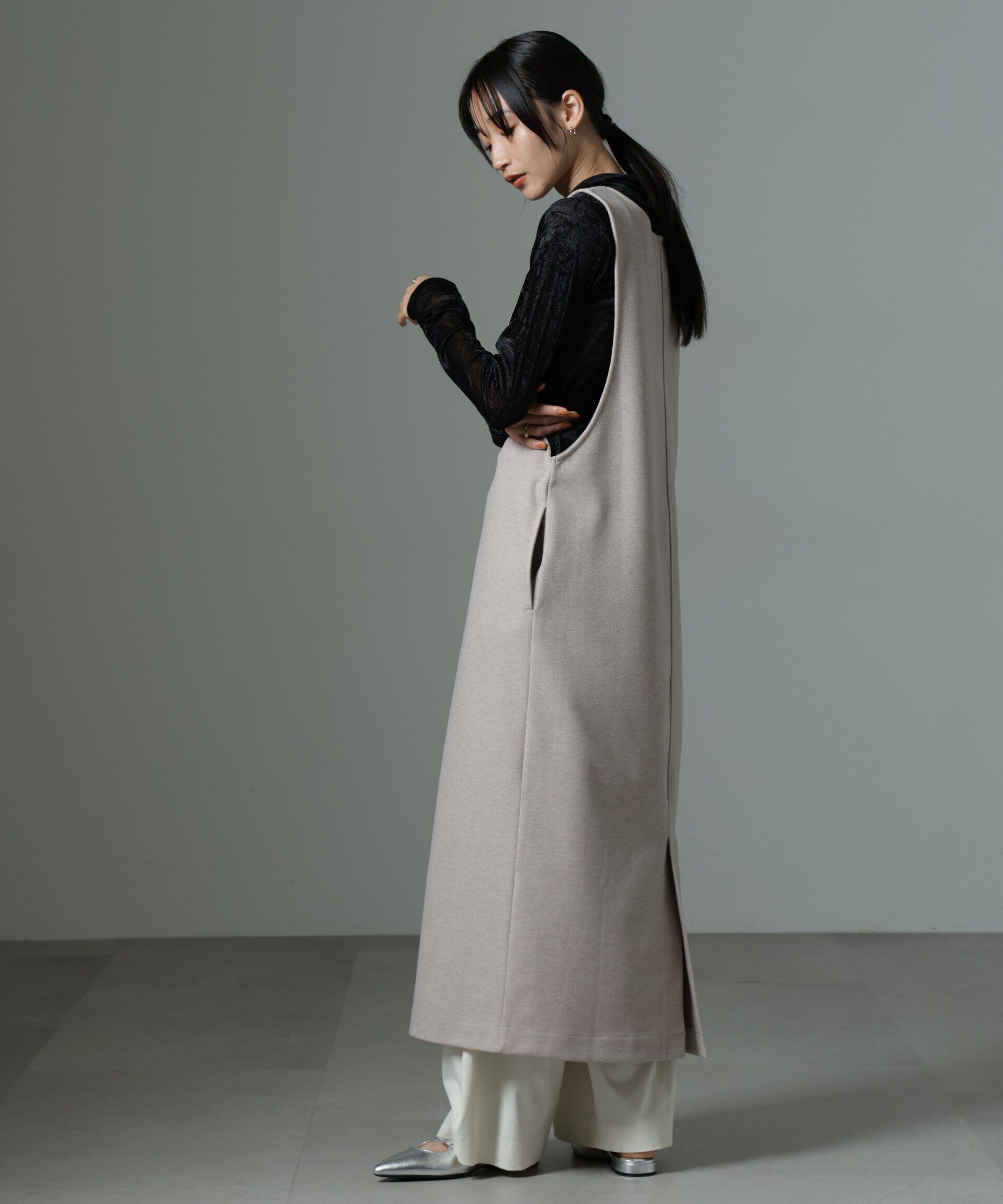 nano･universe「前後2wayクルーネックストレートラインジャンスカ」|ワンピース|