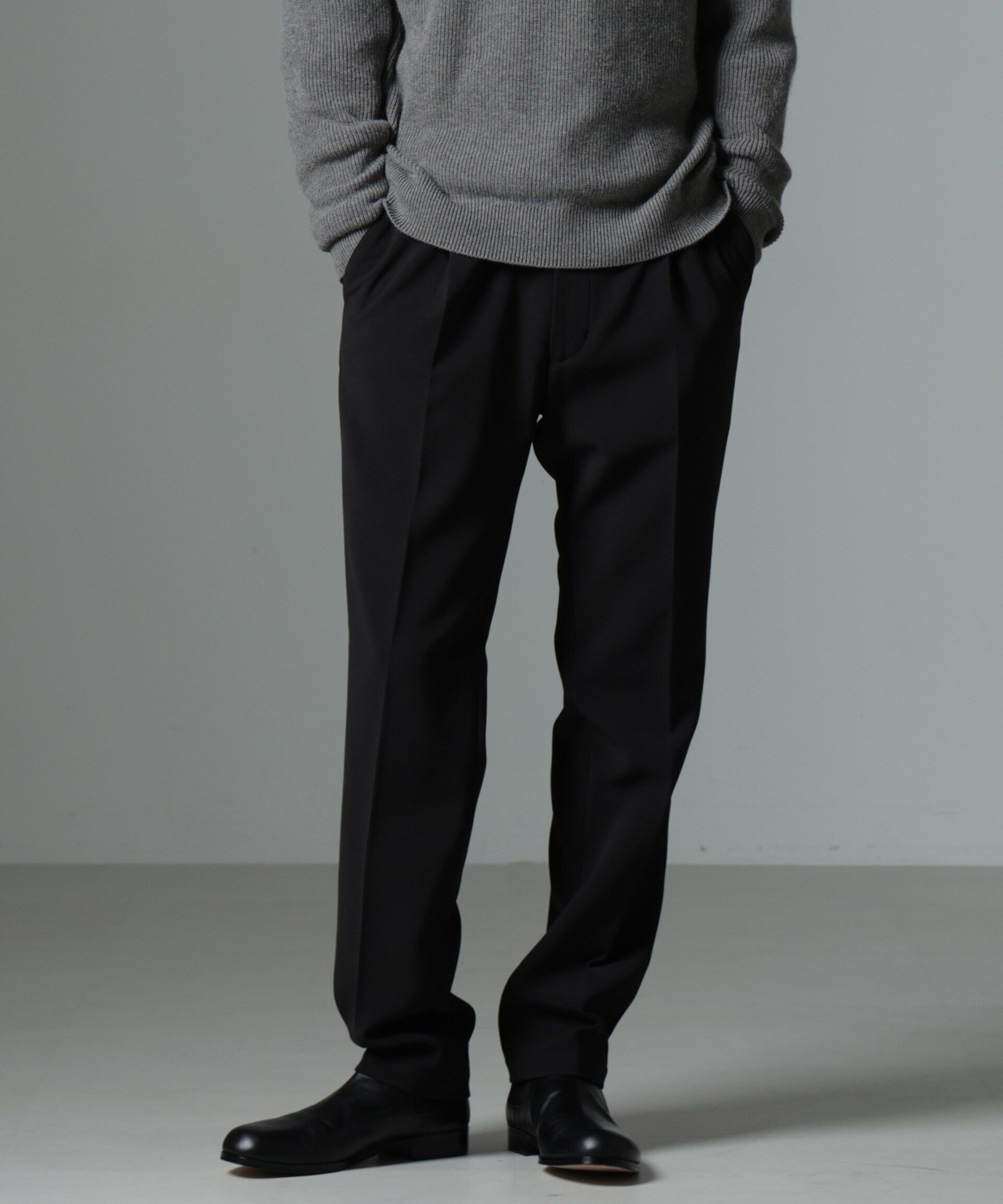 nano･universe「裏起毛ストレッチテーパード」|チノ|ブラック