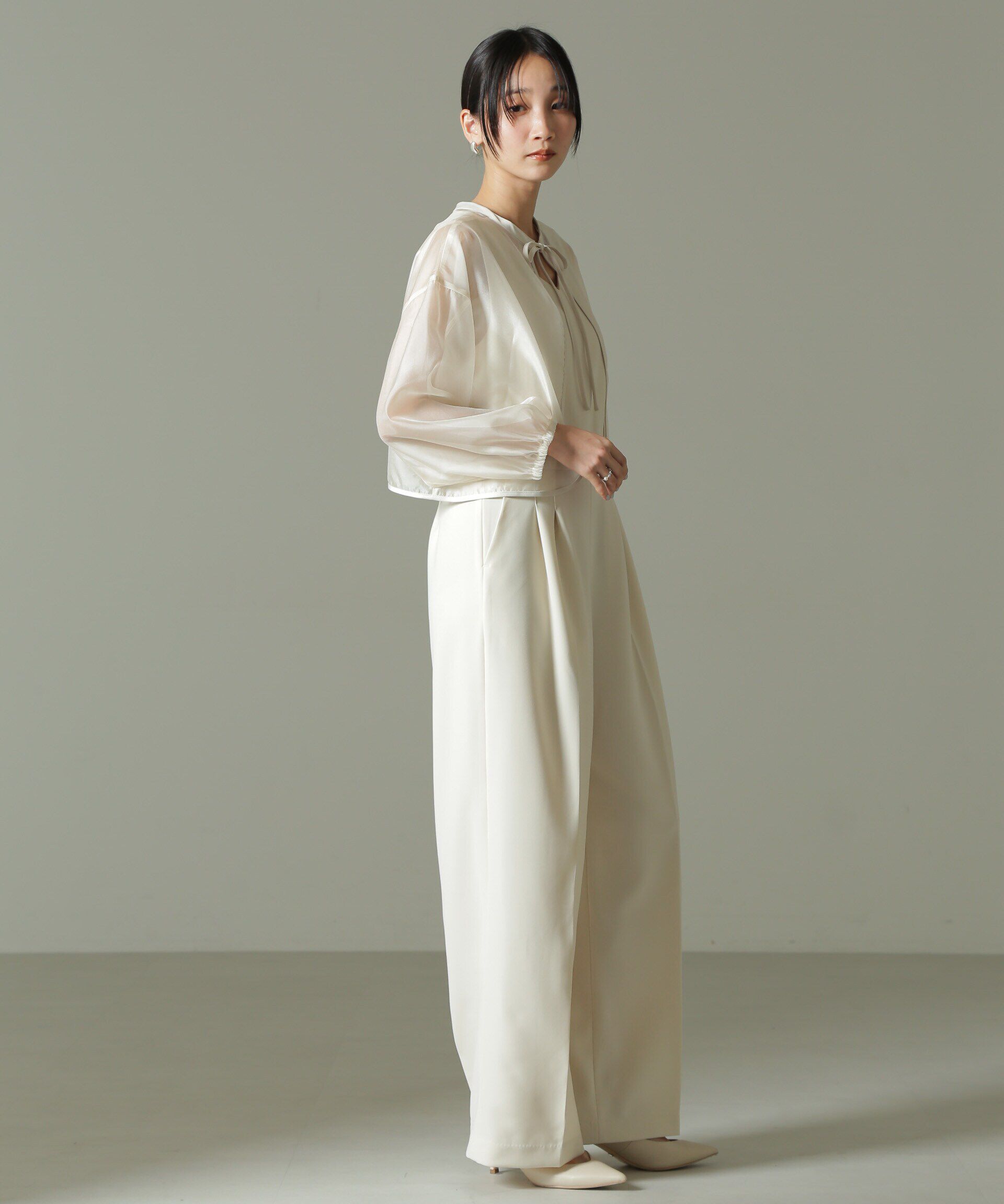 nano･universe「オーガンジーボレロ＆オールインワンセットパンツ」|ワンピース|