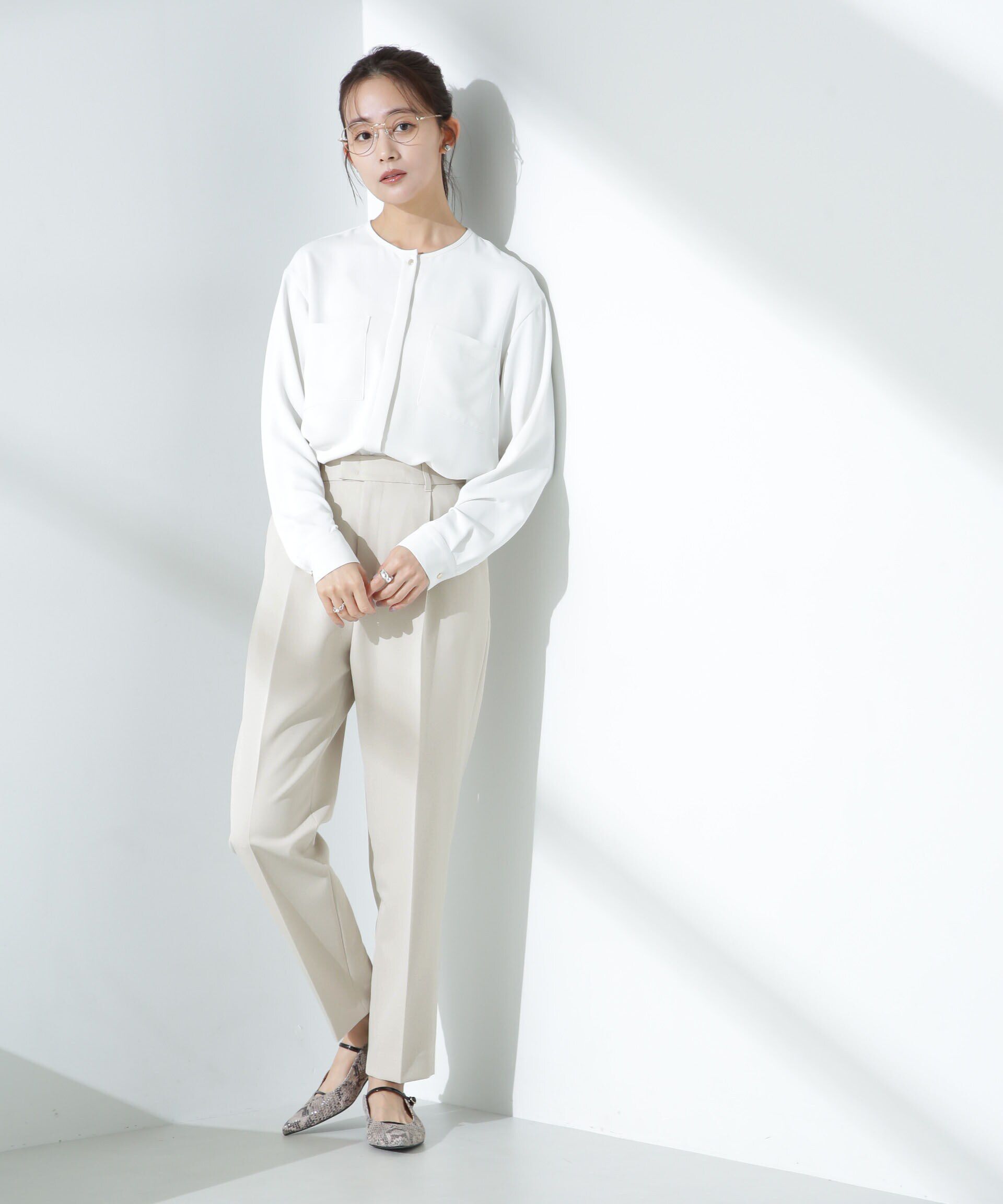 nano･universe「デイリーファンクション タックテーパードパンツ(セットアップ可)」|チノ|