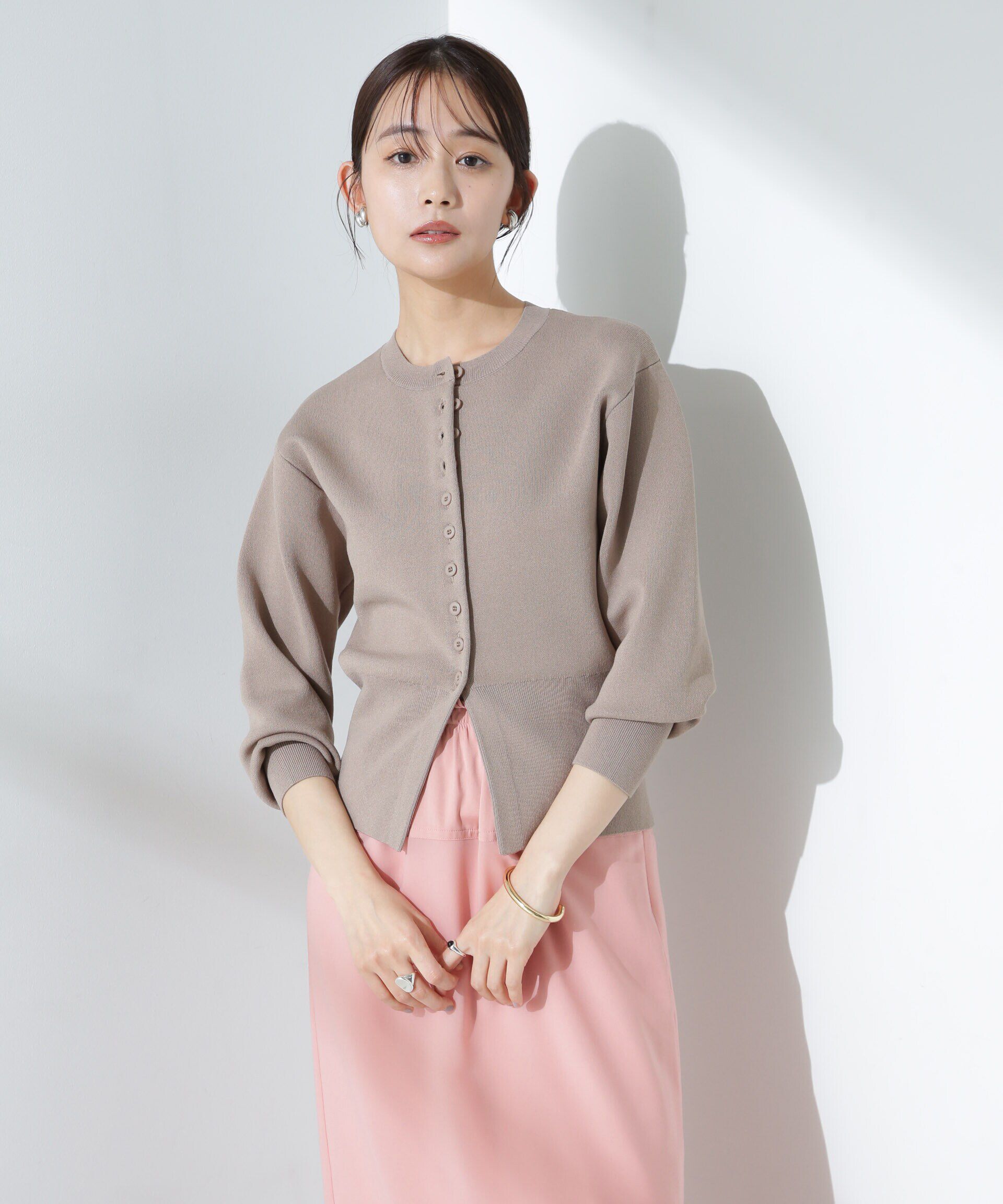 nano･universe「ダブルジャガードクルーネックニットカーディガン」|ニット・セーター|