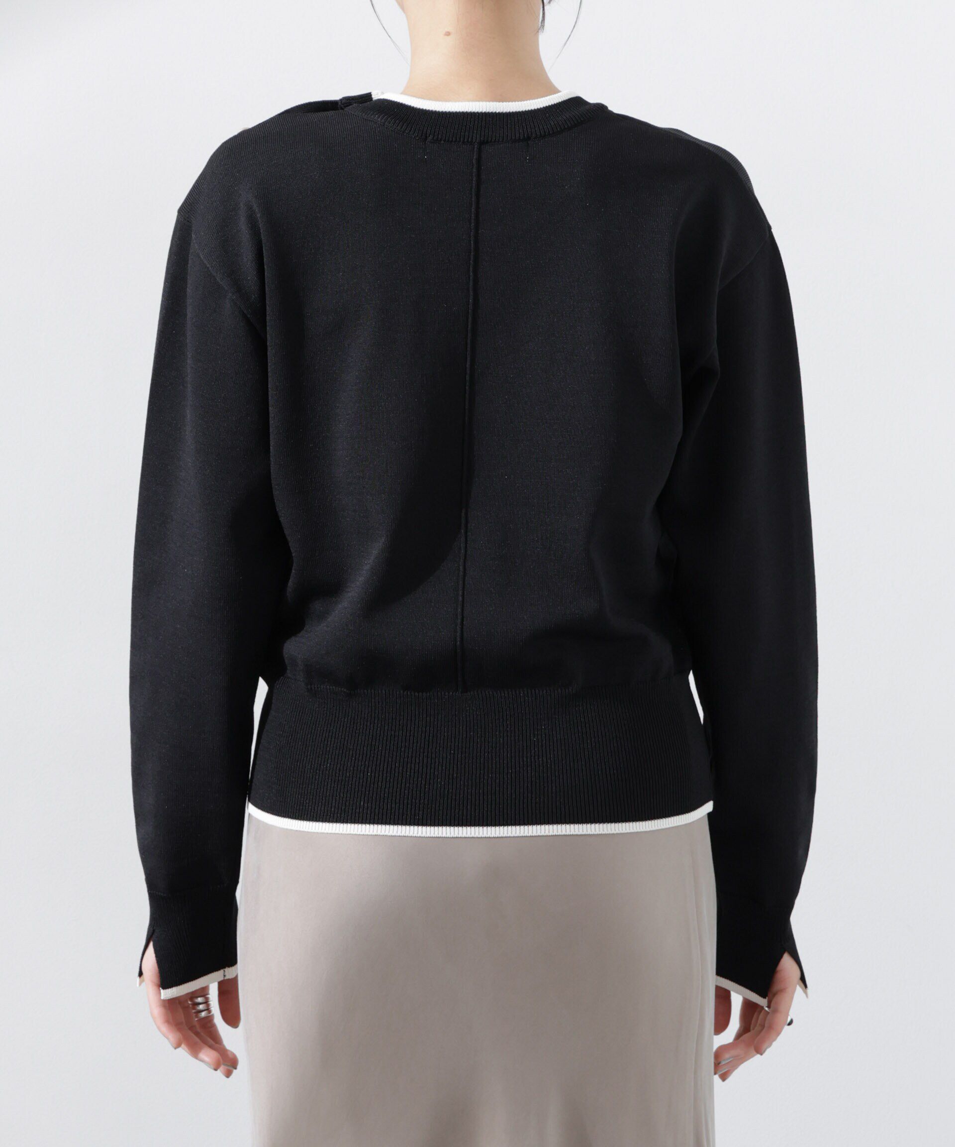 nano･universe「洗濯機洗可UVカットバイカラー釦ディティールニット」|ニット・セーター|